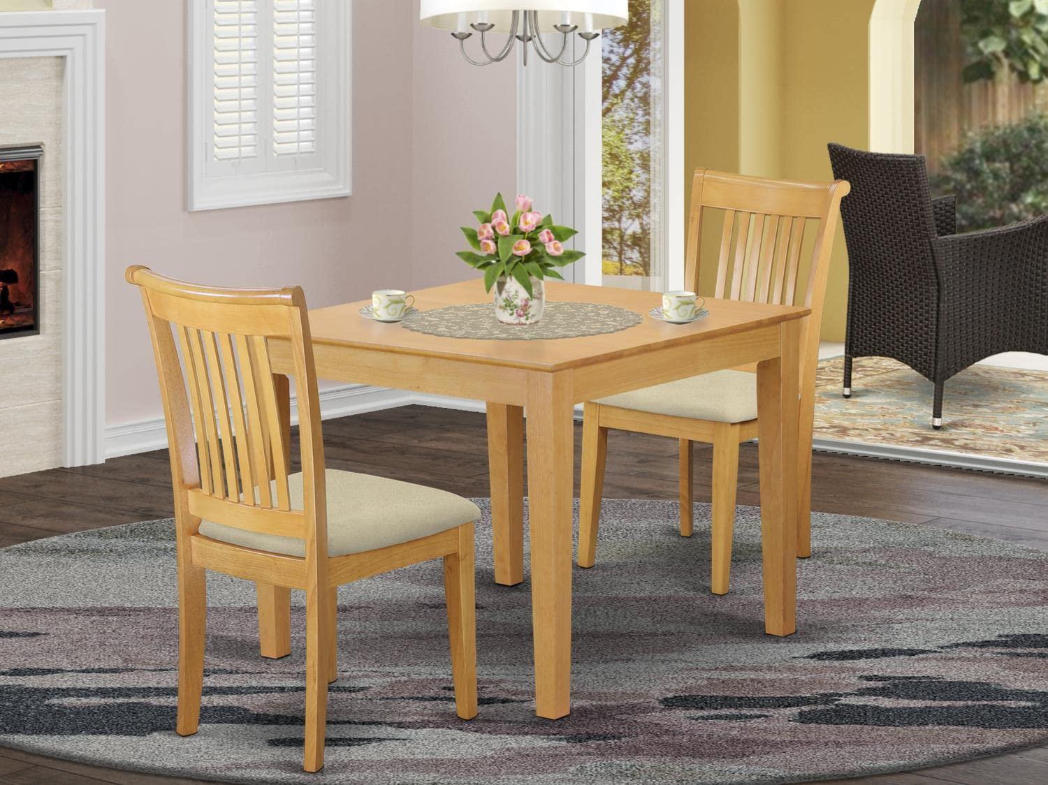 Classic Oak 36" Square Dining Set with Cushion Seat Chairs