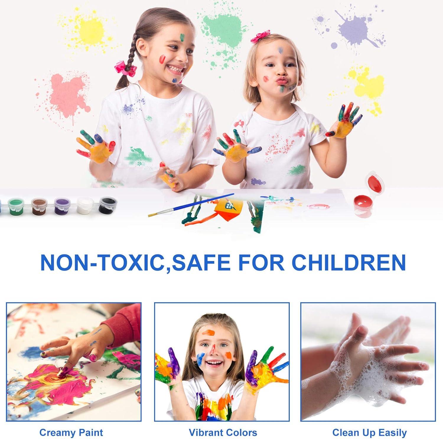 Acrylic Paint Strips For Kids&Adults,Bulk Set of 12 Washable Filled Paint Sets in 8 Colors,With 12 Paintbrushes,Painting Art Supplies Craft Paint Pots for Home Birthday Party Favors (Brown Purple)