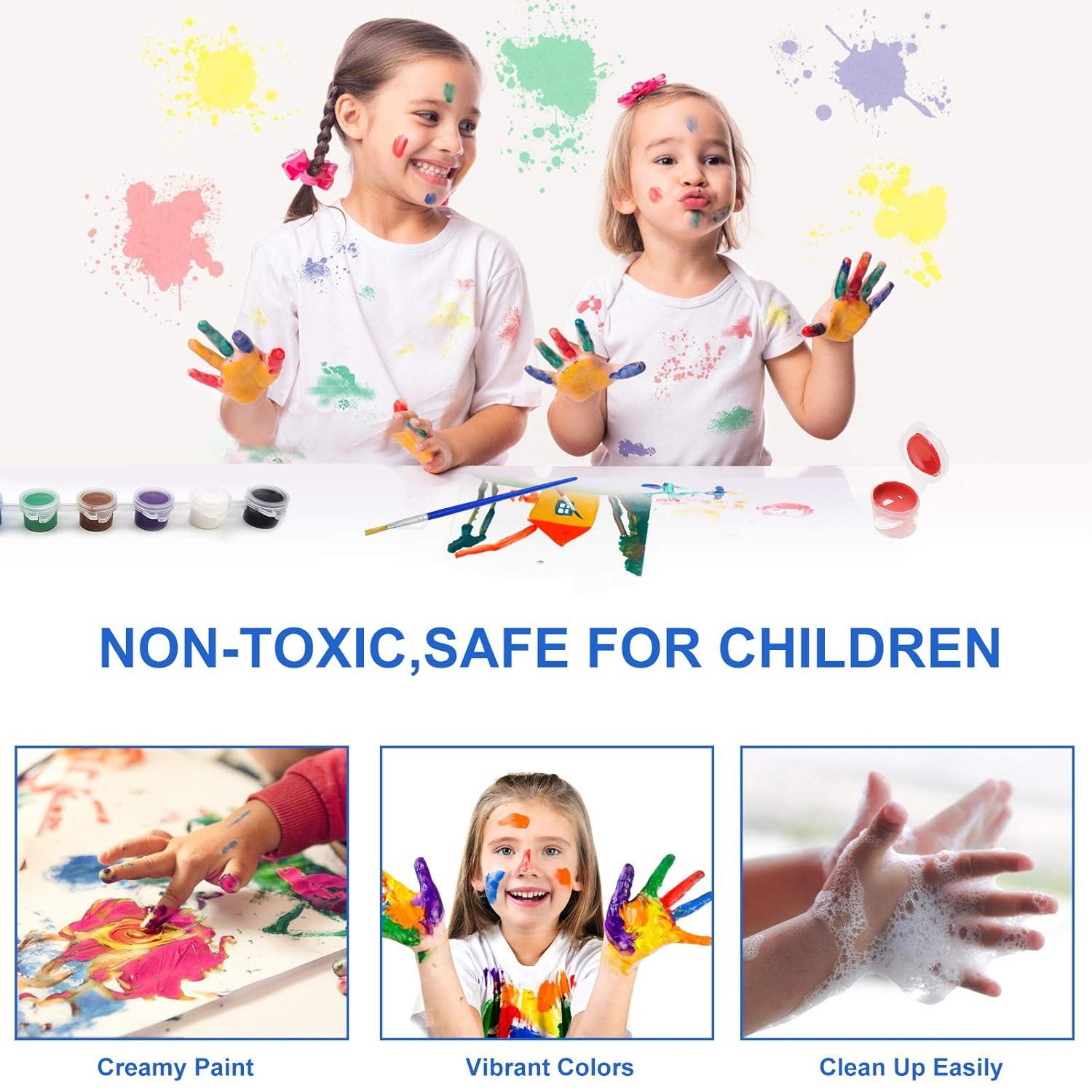 Acrylic Paint Strips For Kids&Adults,Bulk Set of 12 Washable Filled Paint Sets in 8 Colors,With 12 Paintbrushes,Painting Art Supplies Craft Paint Pots for Home Birthday Party Favors (Brown Purple)