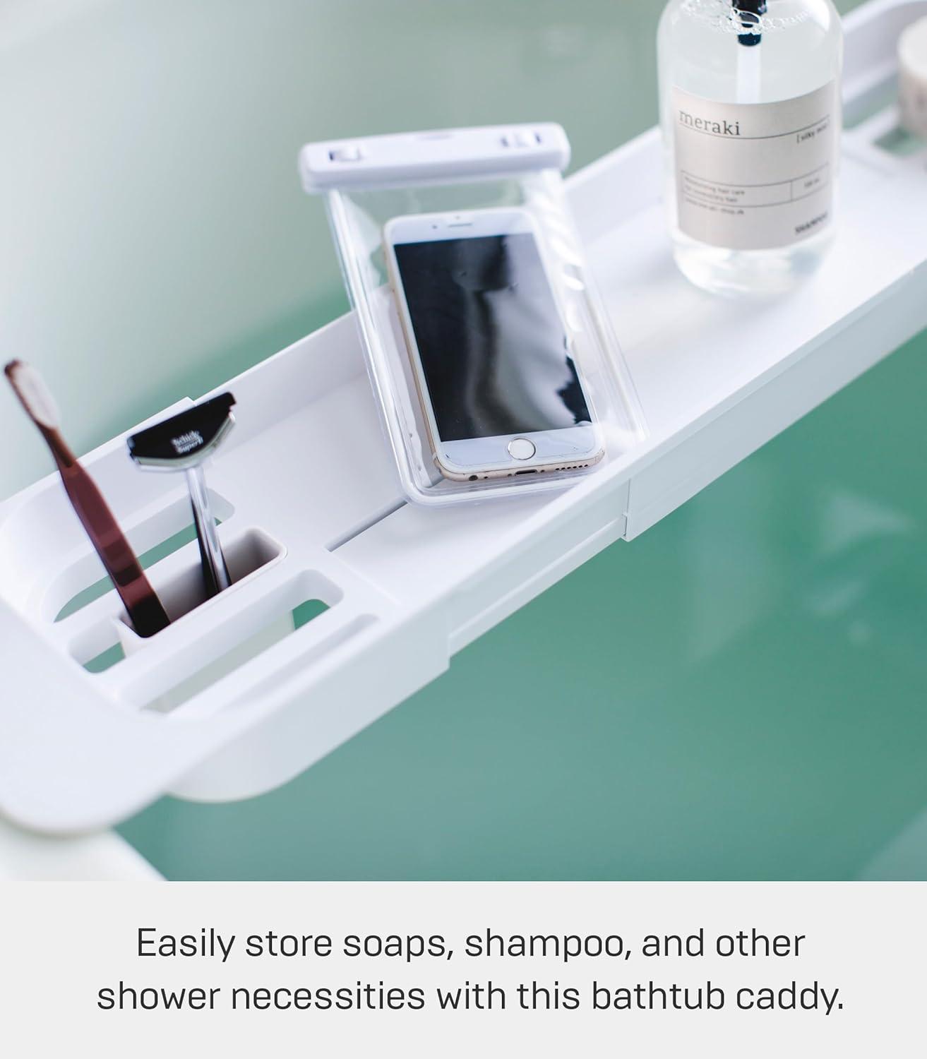 Yamazaki Home Tower Yamazaki Home Expandable Bathtub Caddy - Bathroom Tray Table Holder, 1.77" Height