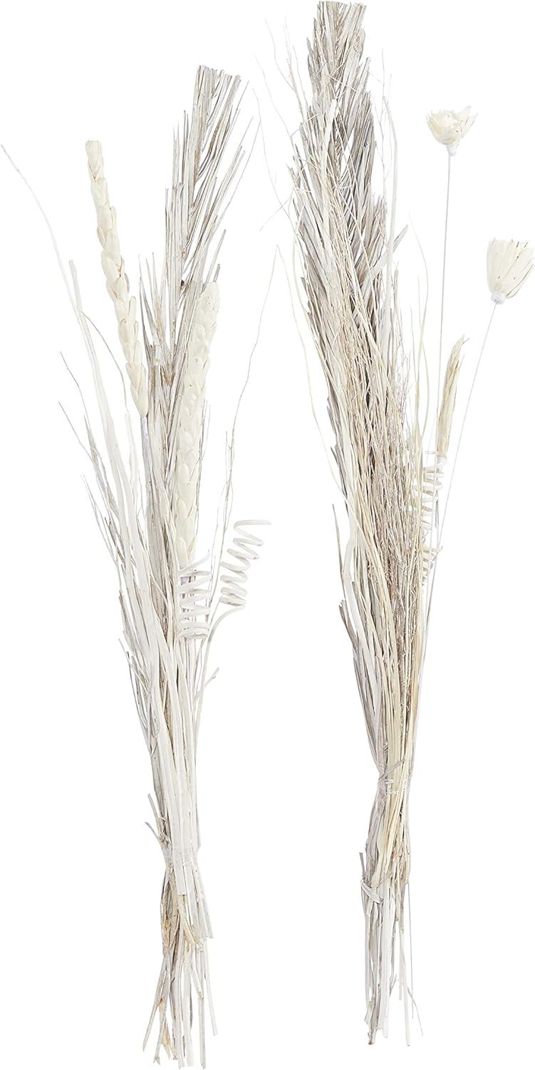 DecMode Farmhouse Dried Floral Natural Foliage Set of 2, 7"W x 56"H, with Brown, White and Beige Finish