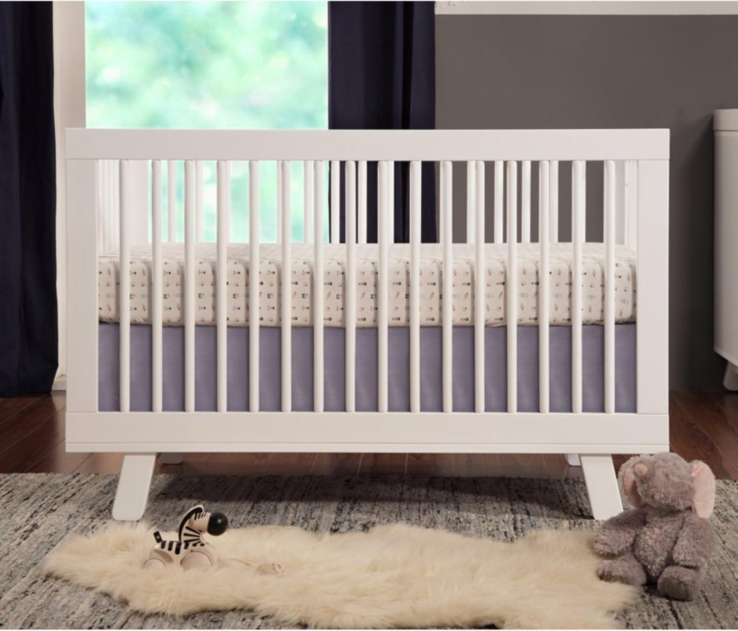 Babyletto Hudson Washed Natural Wood 3-in-1 Convertible Baby Crib with Toddler Bed Conversion Kit