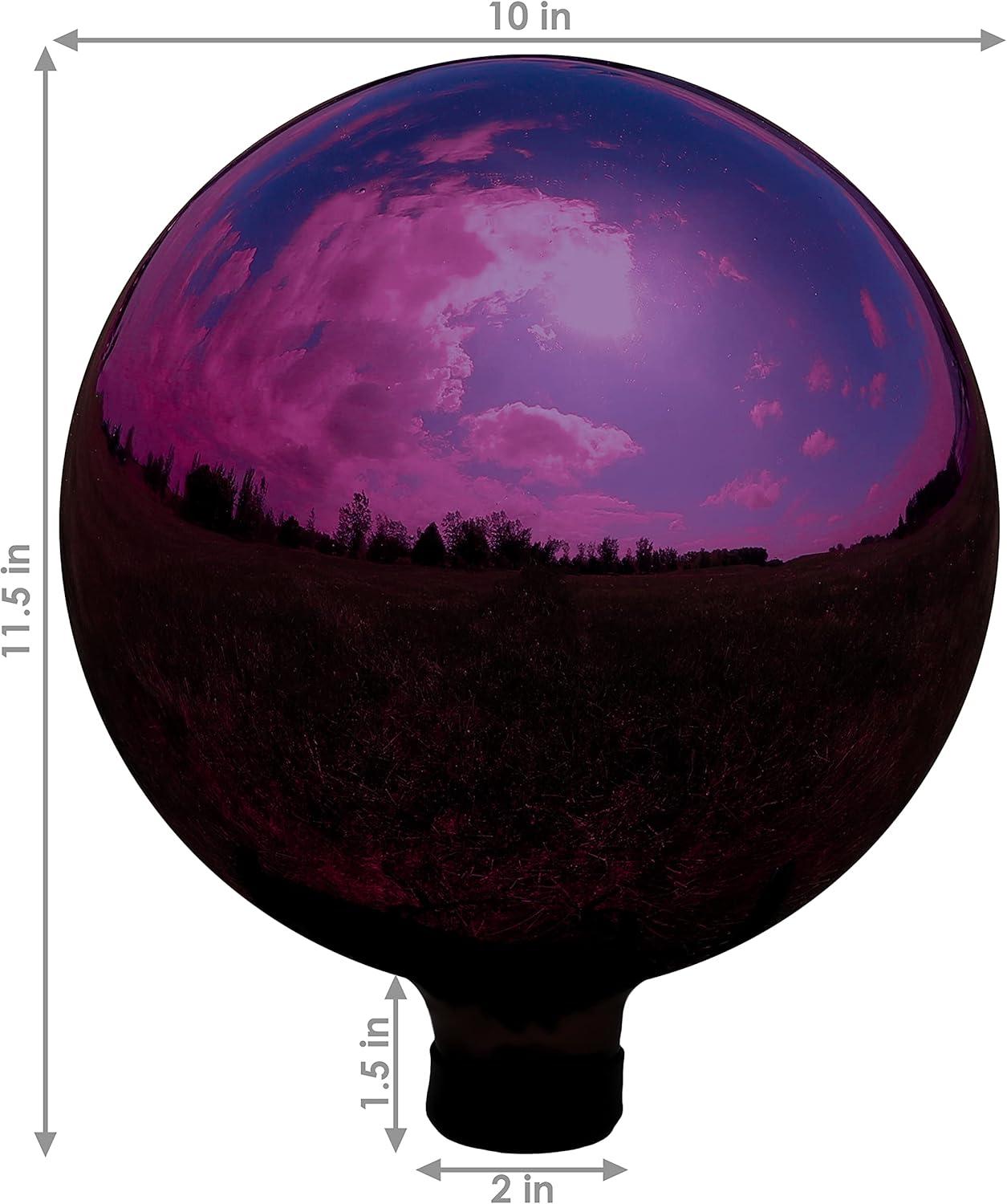 Sunnydaze Indoor/Outdoor Reflective Mirrored Surface Garden Gazing Globe Ball with Stemmed Bottom and Rubber Cap - 10" Diameter