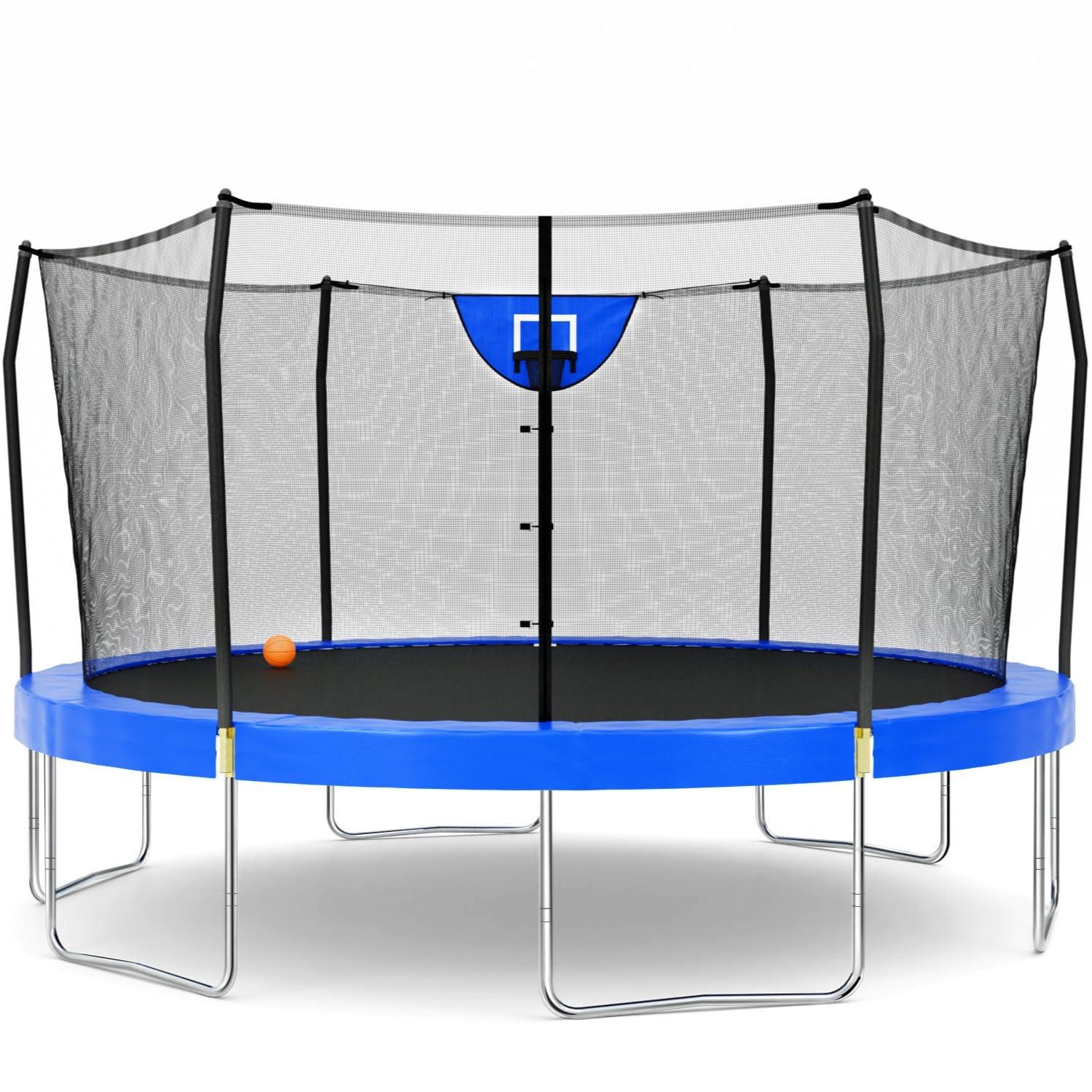 Skywalker Trampolines Skywalker Trampolines 15Ft Round Trampoline With Enclosure  Blue
