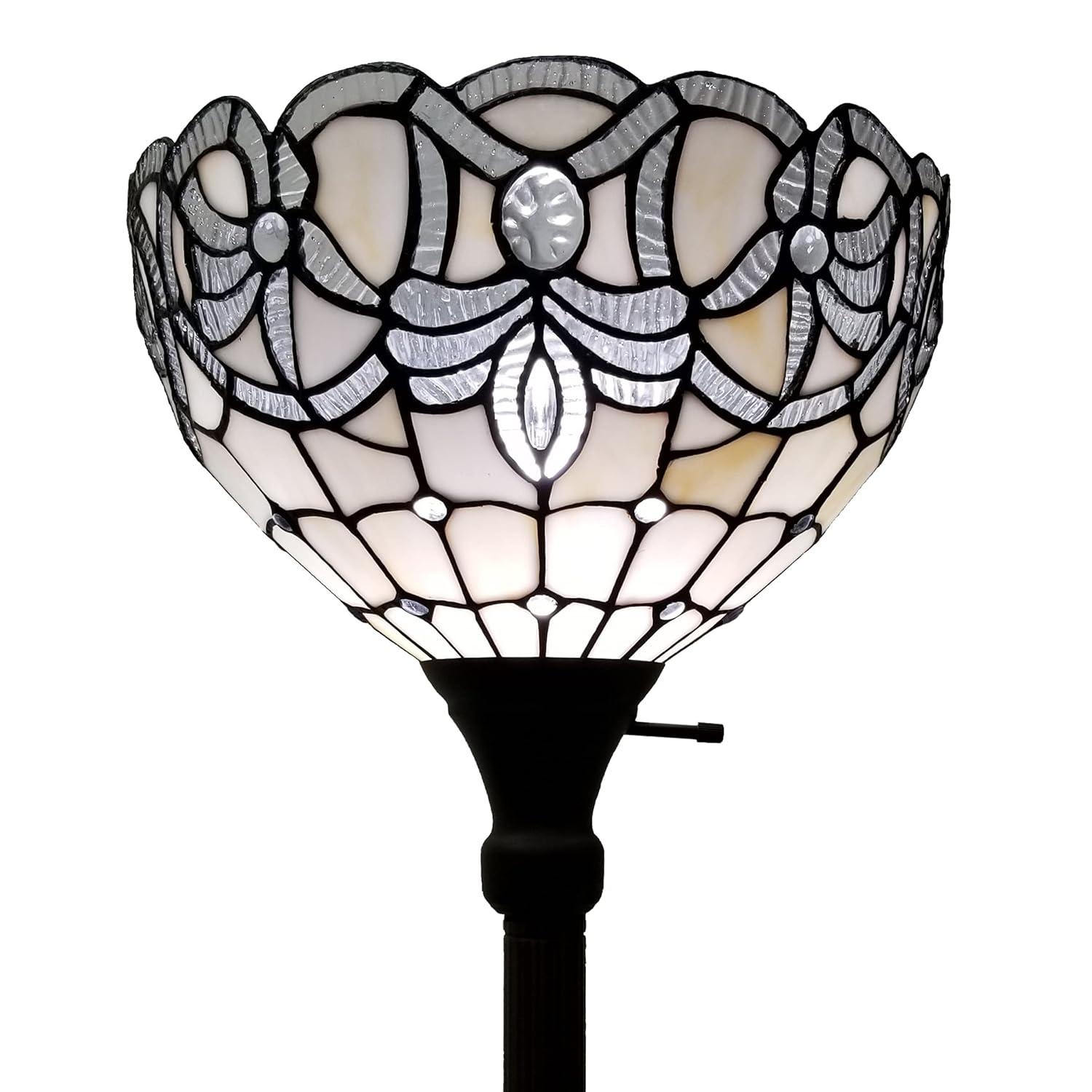 Amora Lighting White Color Torchiere Floor Lamp 72" Tall
