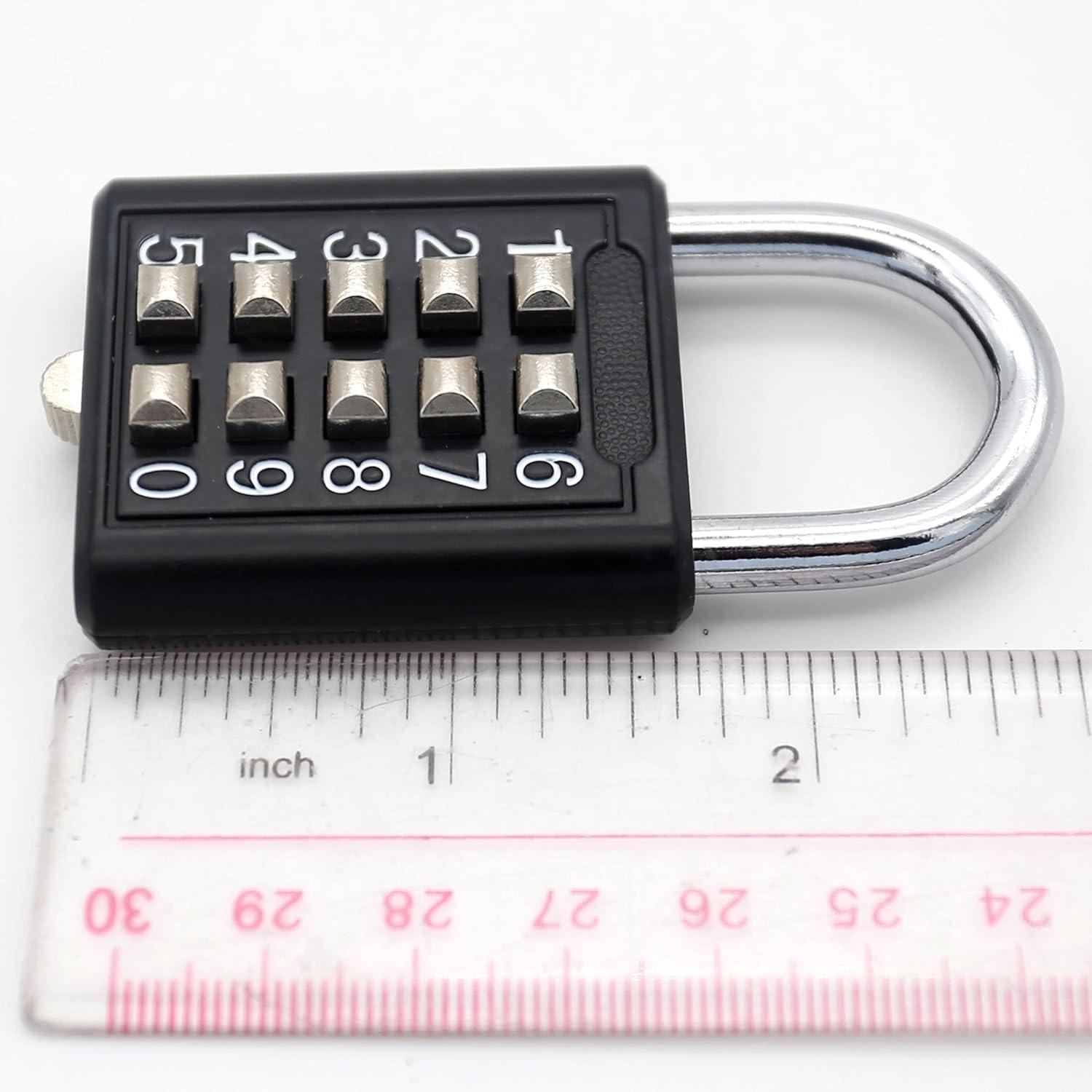 Black 10-Digit Push Button Combination Padlock Set