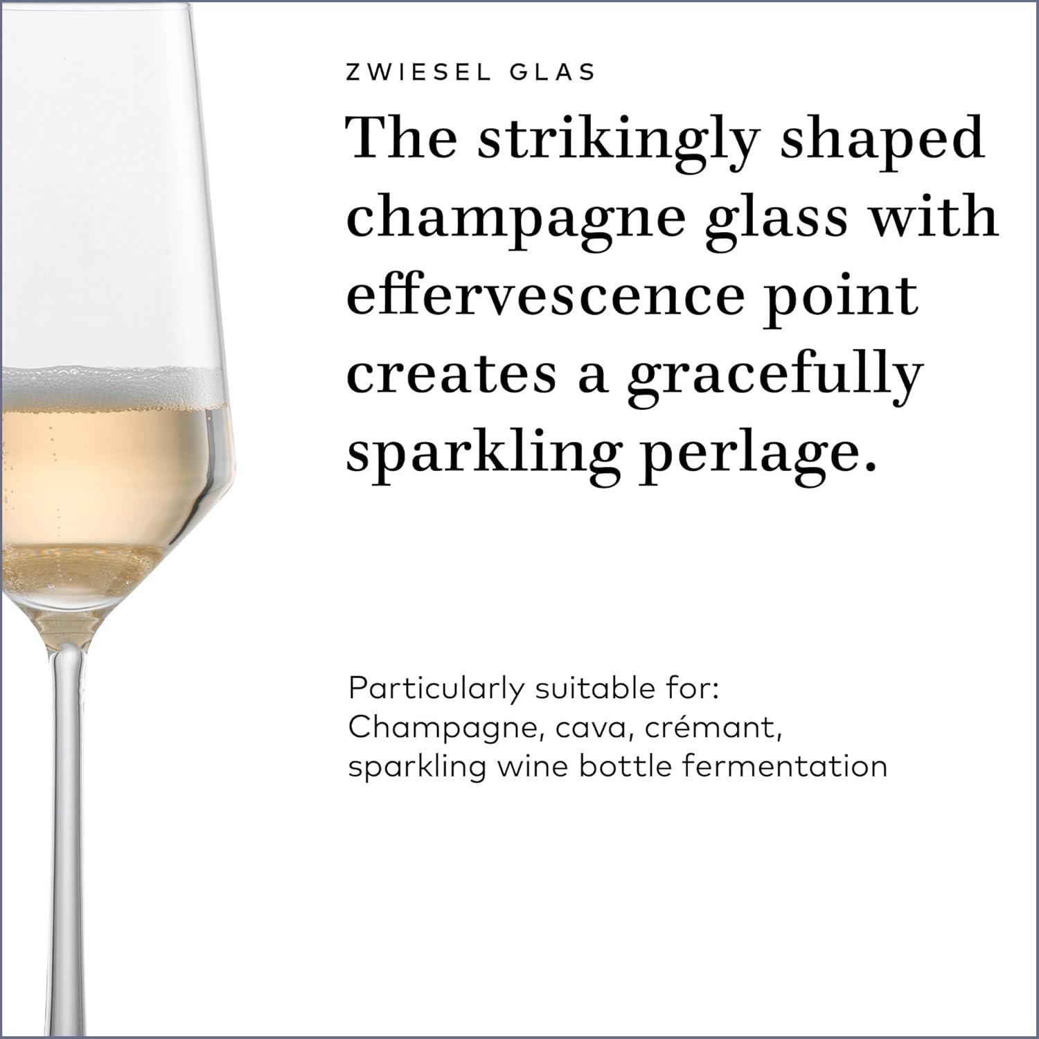 Schott Zwiesel Tritan Crystal Glass Stemware Pure Collection Champagne Flute with Effervescence Points, 7.1-Ounce, Set of 2