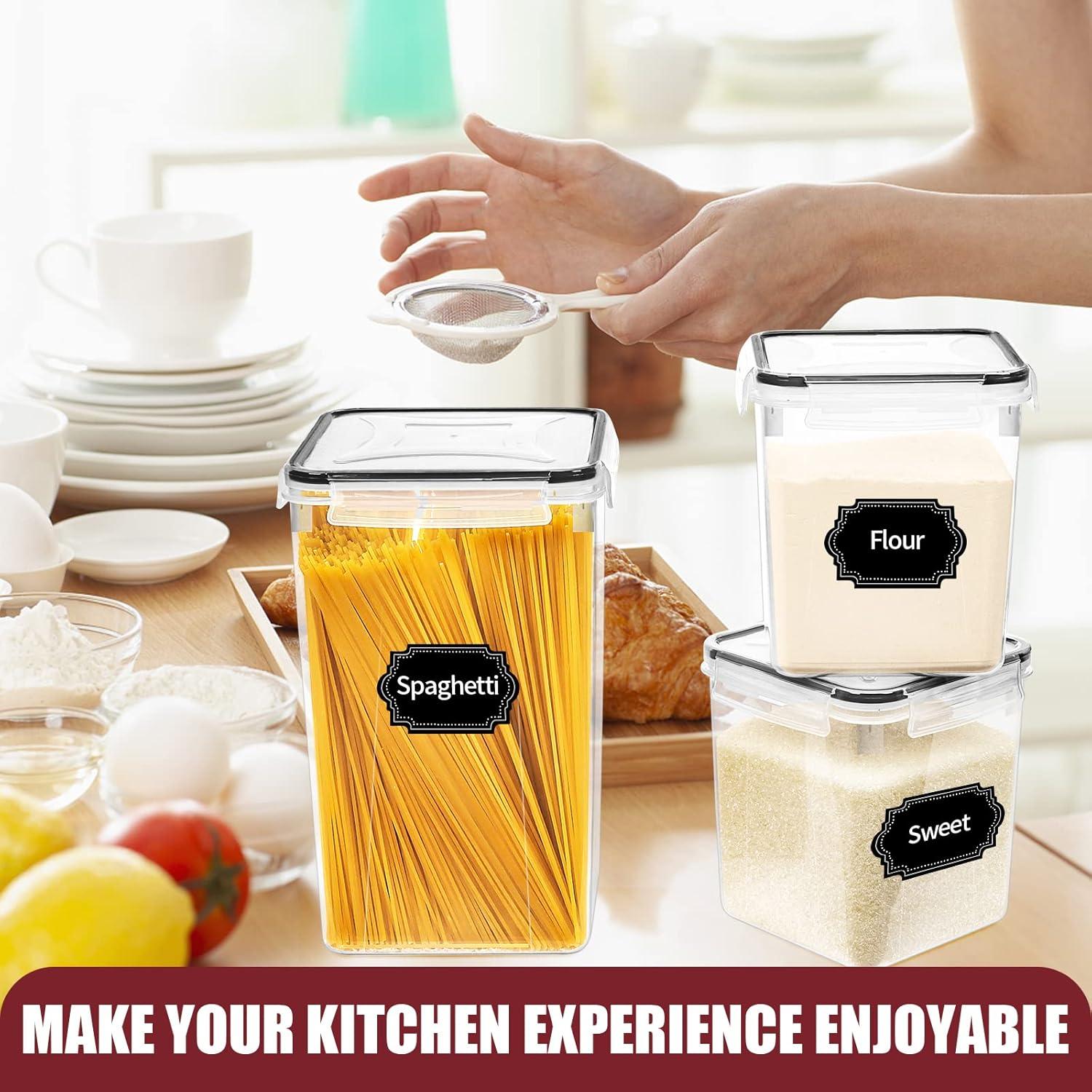 Prep & Savour Large Airtight Food Storage Containers With Lids, 10PCS Plastic Cereal Storage Containers, Kitchen & Pantry Organizers And Storage For Sugar, Flour, Baking Supplies With Lables & Mark