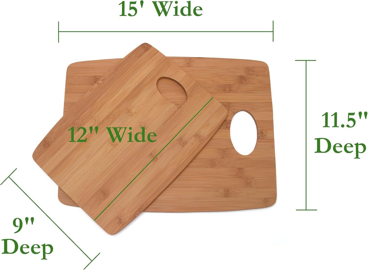 Set of 2 Bamboo Wood Cutting Boards with Oval Hole