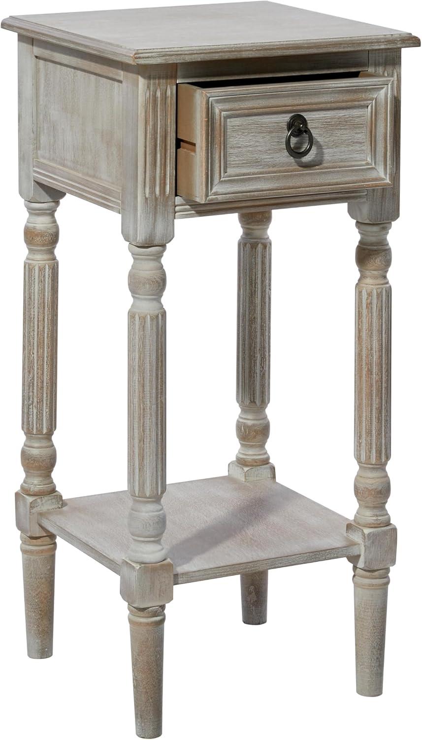 Rustic Country Wood Accent Table - Olivia & May: French Style, Tall End Table for Living Room with Drawer