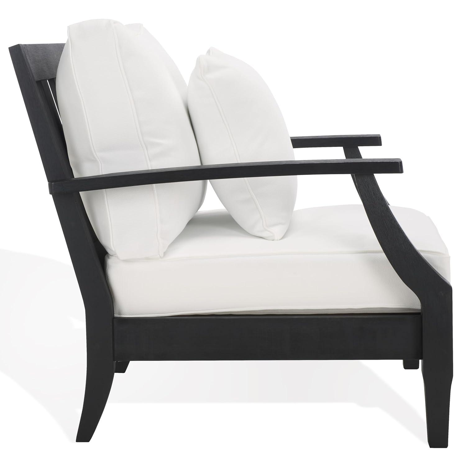 Ssafavieh Martinique Coastal Eucalyptus Wood Solid Print Armchair, Natural / Beige