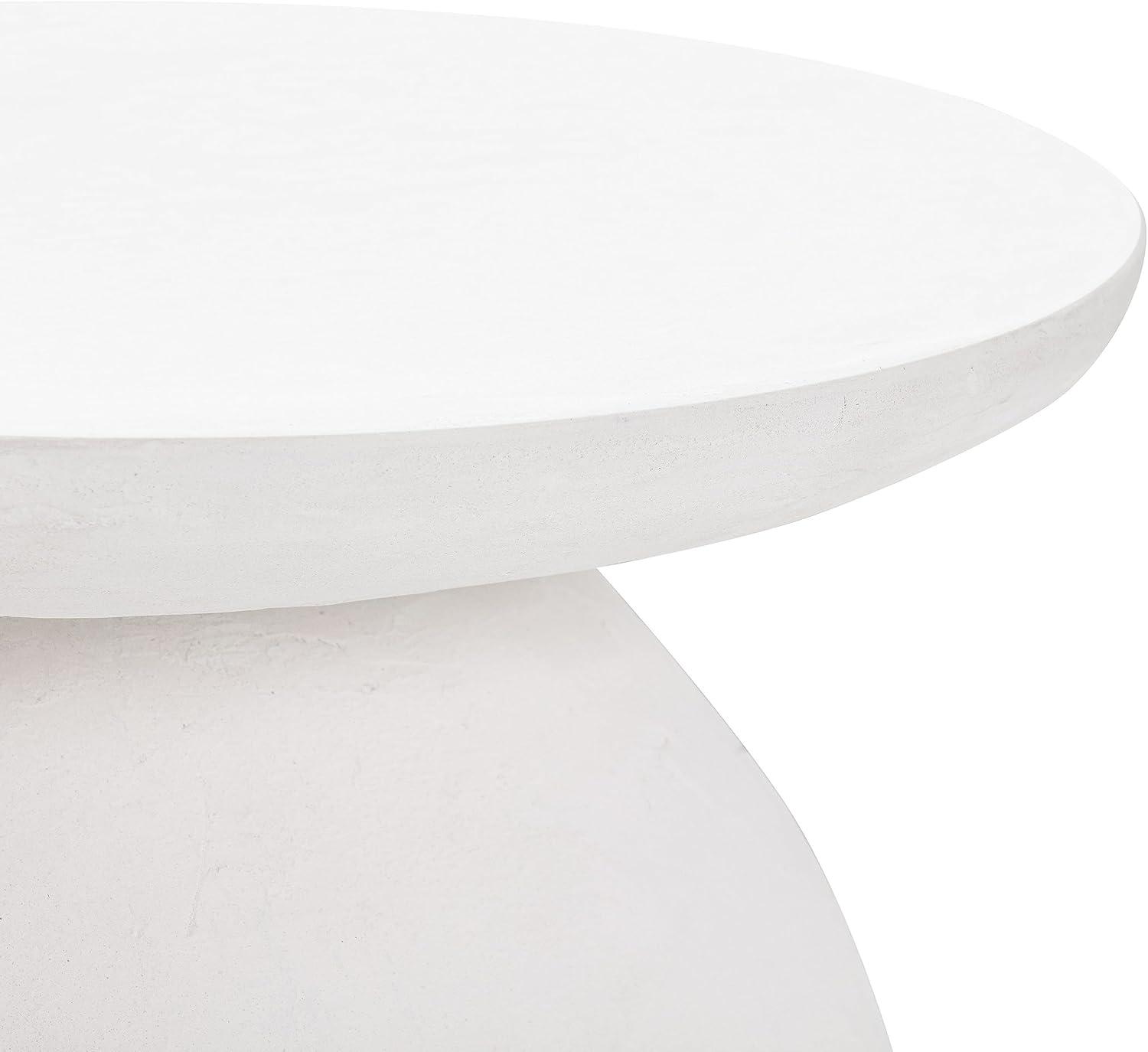 Aloe 20'' White Round Concrete Side Table