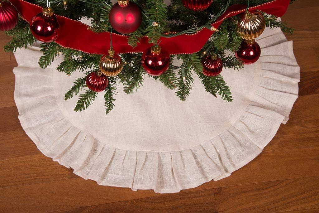 36" Cream Christmas Tree Skirt with Ruffled Edge by Primitive Home Decors