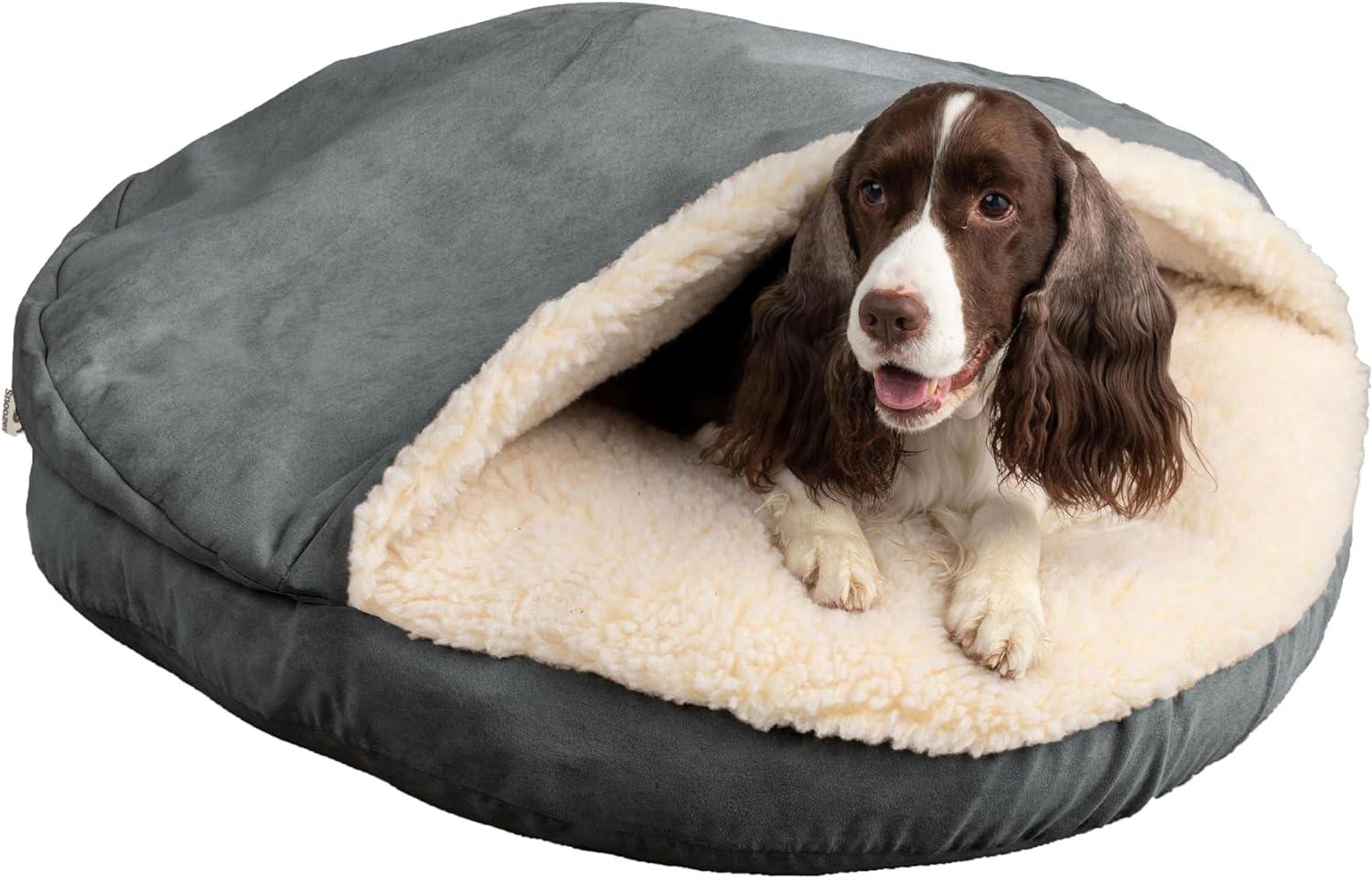 Snoozer Cozy Cave Luxury Hooded Microsuede Pet Bed