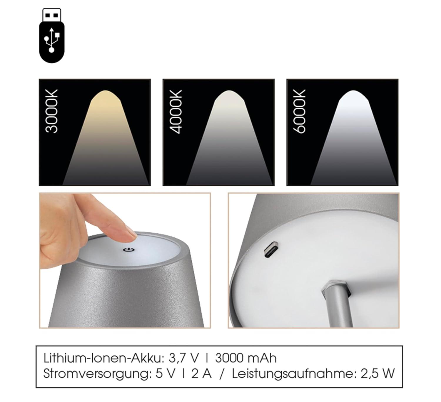 CILIO "Sole" LED Table Lamp, white, 13.75" x 4.25" dia.