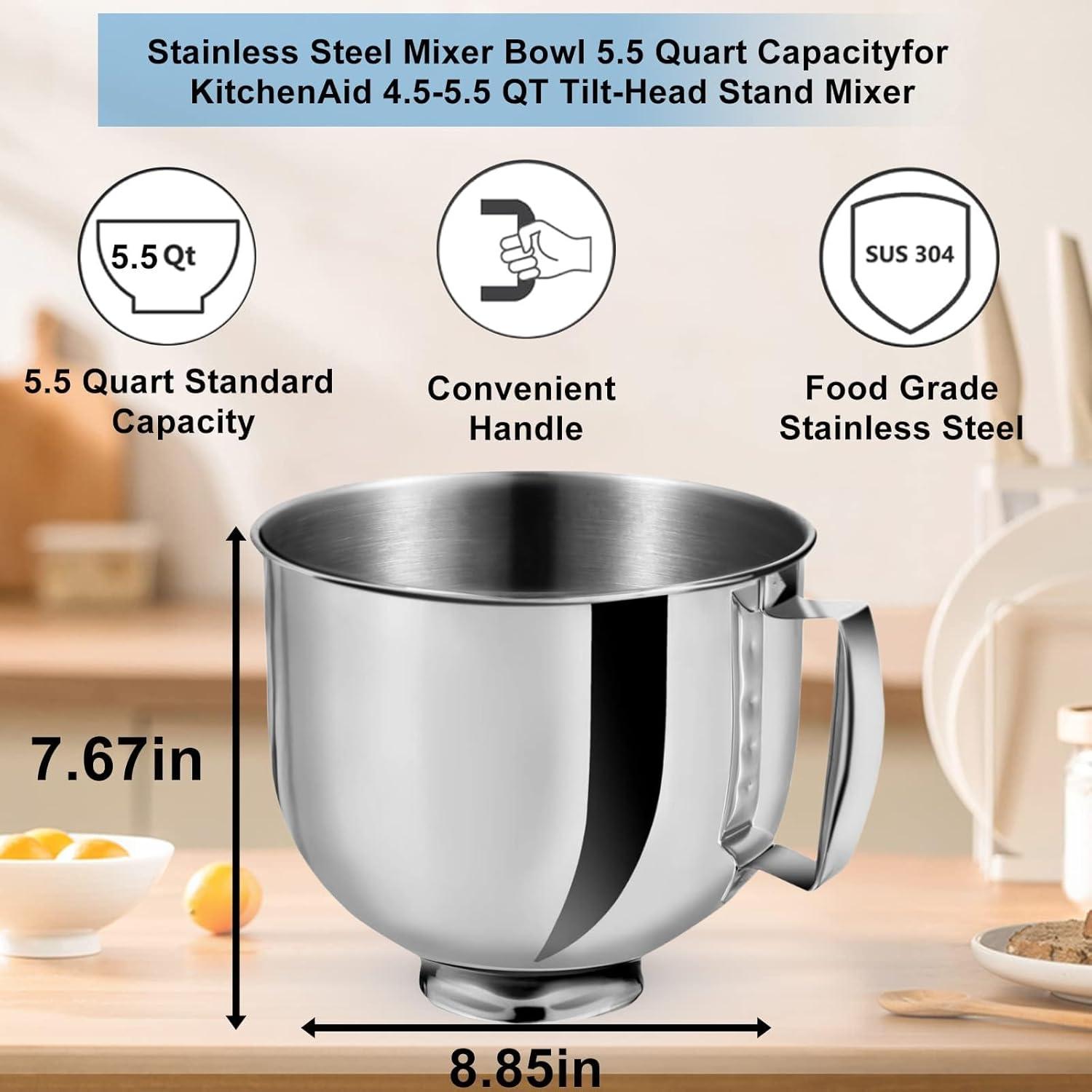 5.5 Quart Stainless Steel Mixing Bowl for KitchenAid Stand Mixers