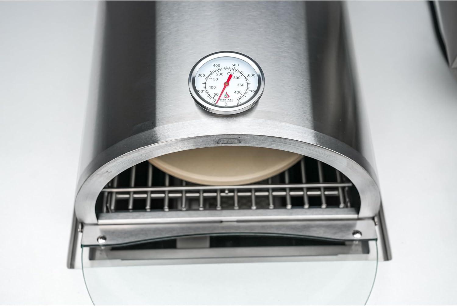 Mont Alpi Mont Alpi MASBP Universal Stainless Steel Compact Side Burner Pizza Oven with Built-in Thermometer, Glass door and Pizza Stone - Fits all Mont Alpi MAi805 and MAi400 Outdoor Kitchen Island Models