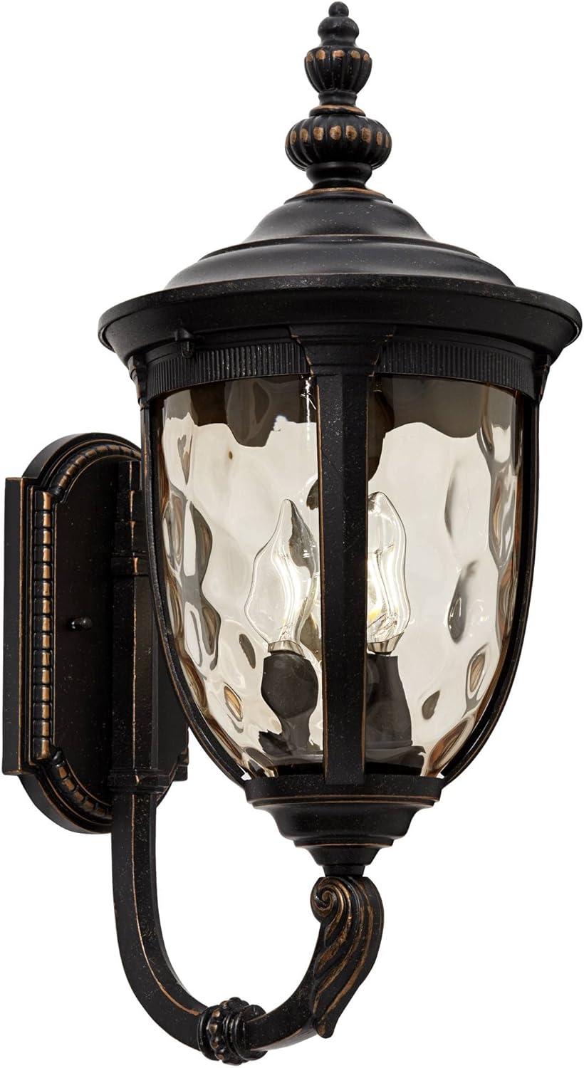 John Timberland Bellagio Vintage Rustic Outdoor Wall Light Fixture Veranda Bronze Upbridge 21" Hammered Glass Sconce for Post Exterior Barn Deck House