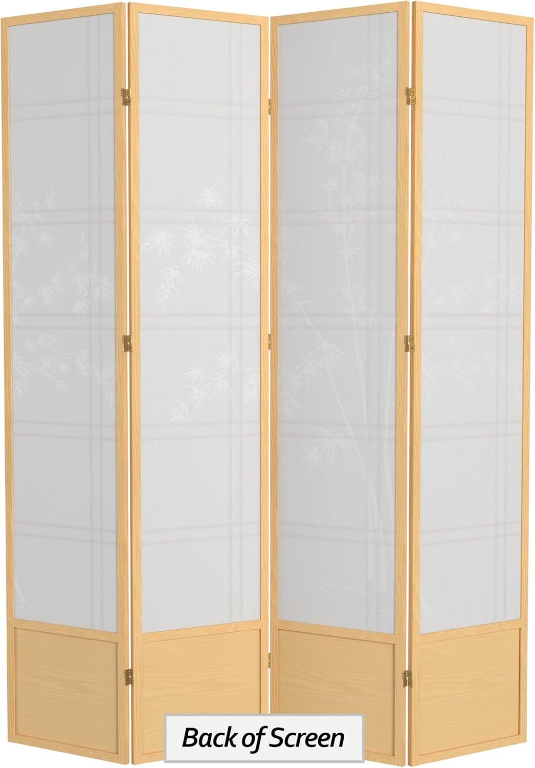 Oriental Furniture 7 Ft Tall Double Cross Bamboo Tree Shoji Screen, natural, 4 panel