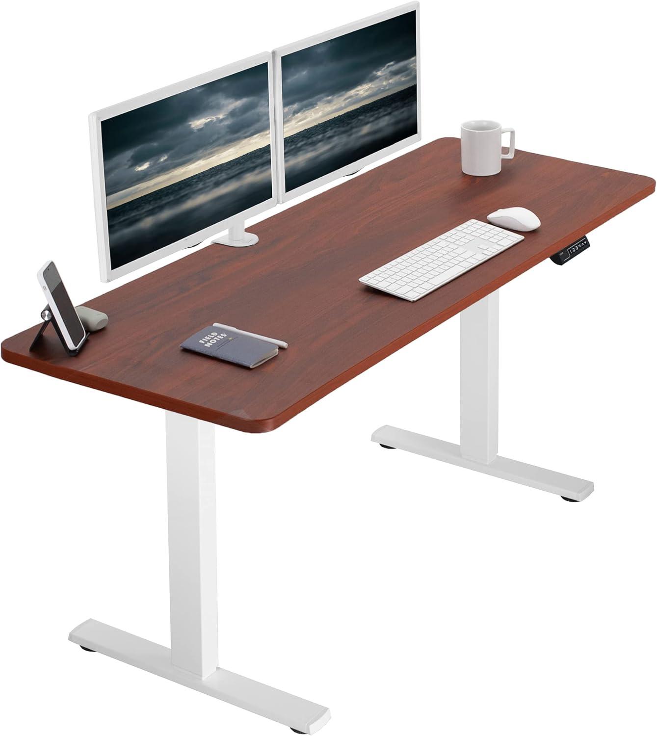 VIVO Single Motor Electric Desk with Push Button Memory Controller