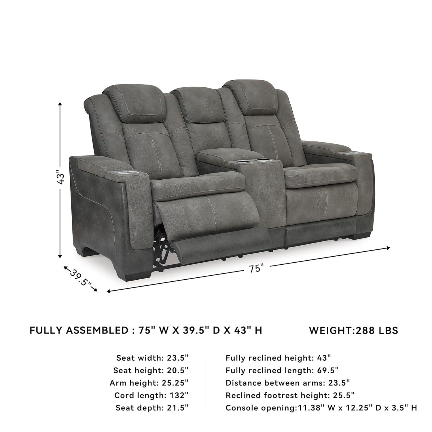 Signature Design by Ashley Next-Gen DuraPella Contemporary Power Reclining Loveseat with Adjustable Headrest