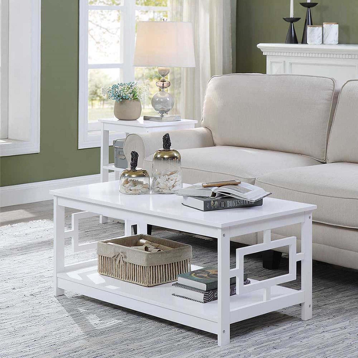 Convenience Concepts Town Square Coffee Table with Shelf, White