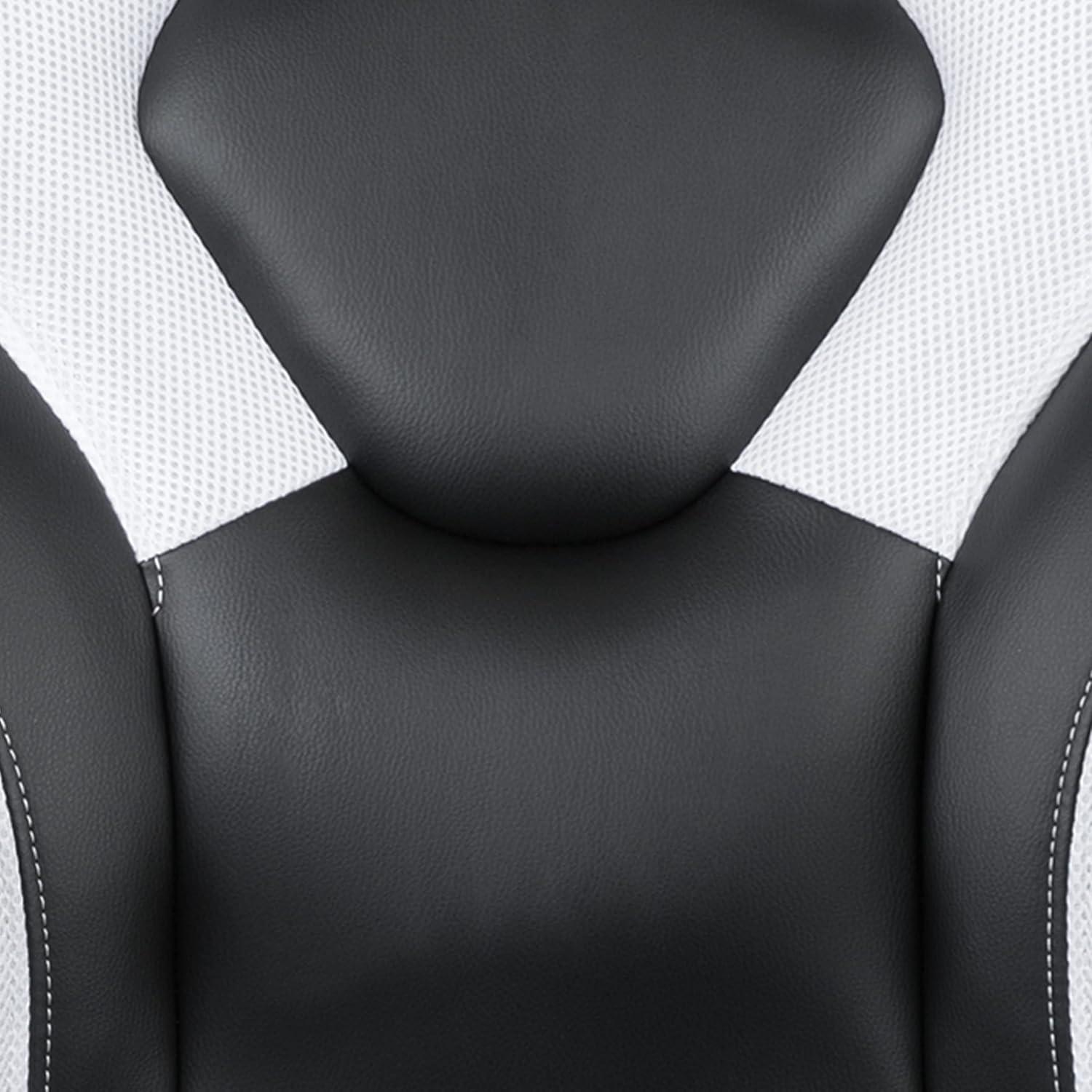 Flash Furniture X10 Gaming Chair, Racing Ergonomic Office Chair, Height Adjustable Swivel Computer Chair with Flip-Up Arms, White/Black LeatherSoft