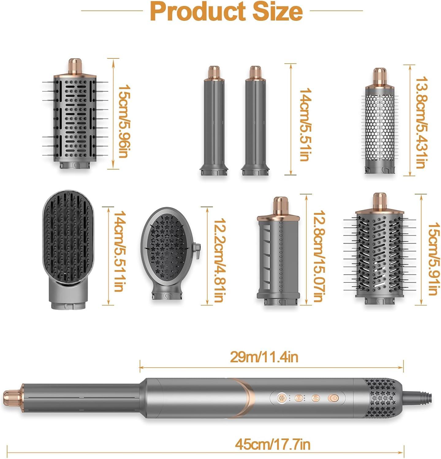 Dryhsip 5-in-1 Foldable Hair Dryer Brush, Ionic Hot Air Styler for Curling/Straightening/Volumizing, 3 Heat/Speed Settings, Travel-Friendly, Gray