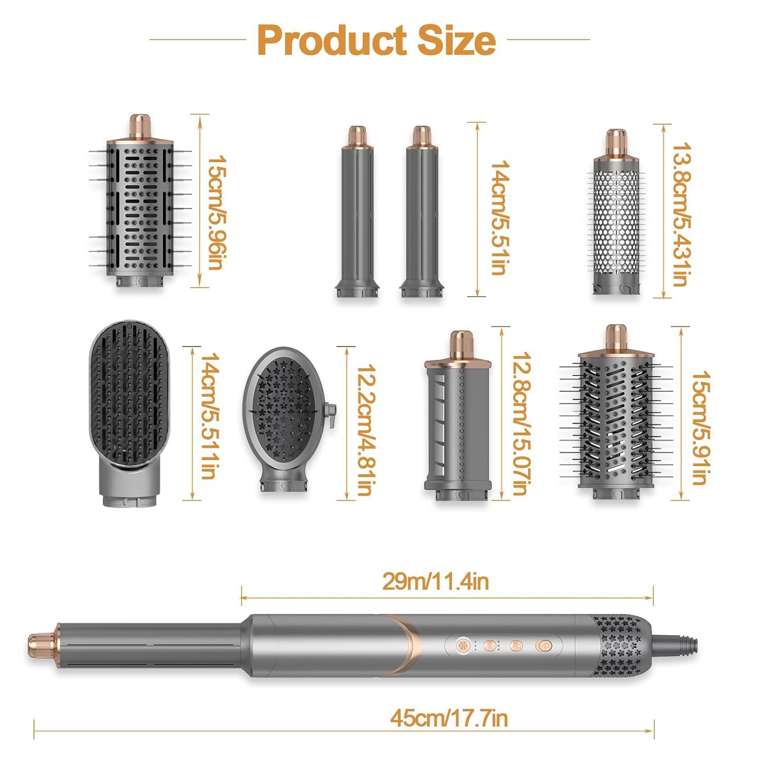 Dryhsip 5-in-1 Foldable Hair Dryer Brush, Ionic Hot Air Styler for Curling/Straightening/Volumizing, 3 Heat/Speed Settings, Travel-Friendly, Gray
