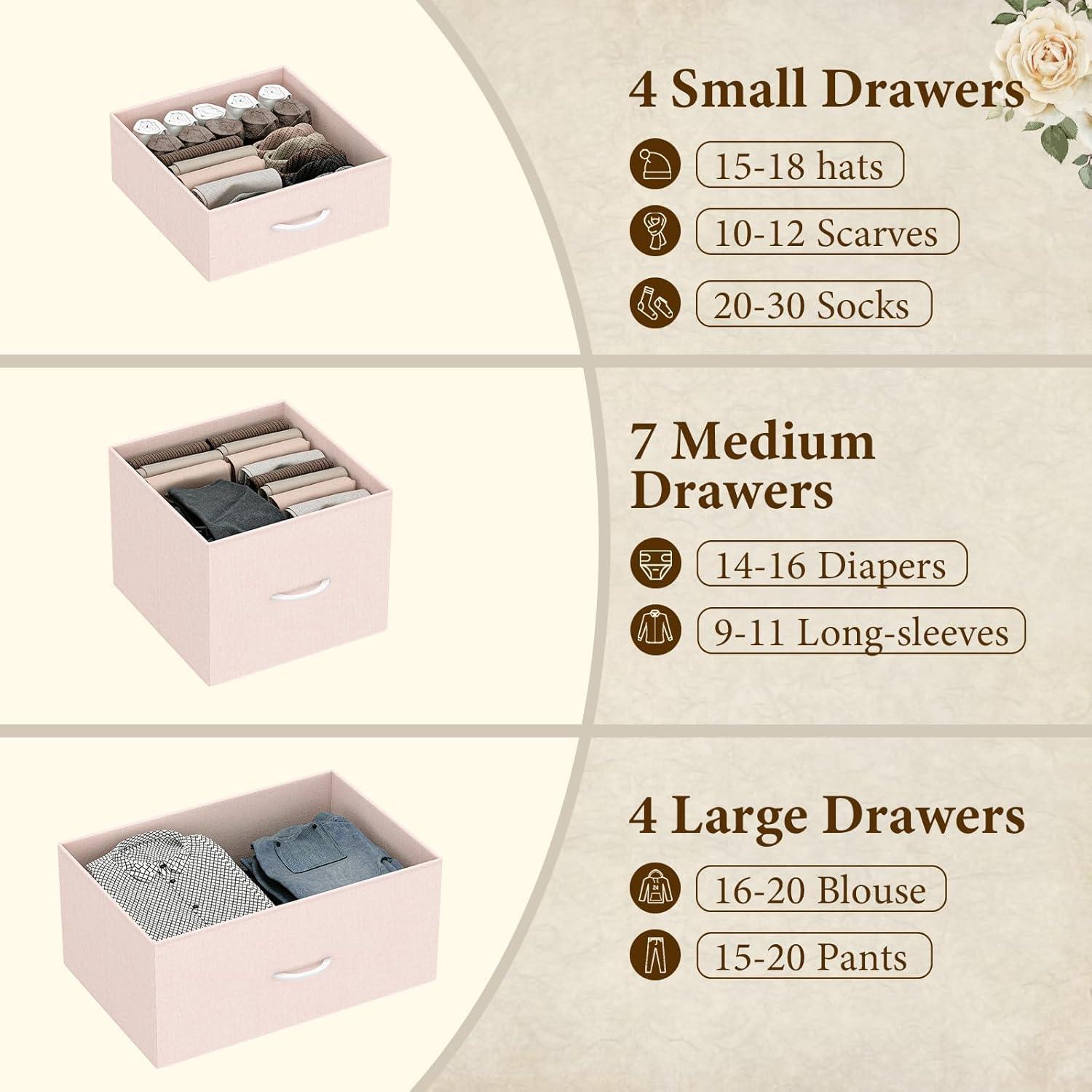 M optimized Dresser for Bedroom with 15 Drawers, Tall Dresser & Chests of Drawers, Fabric Storage Dresser for Closet, Hallway, Living Room