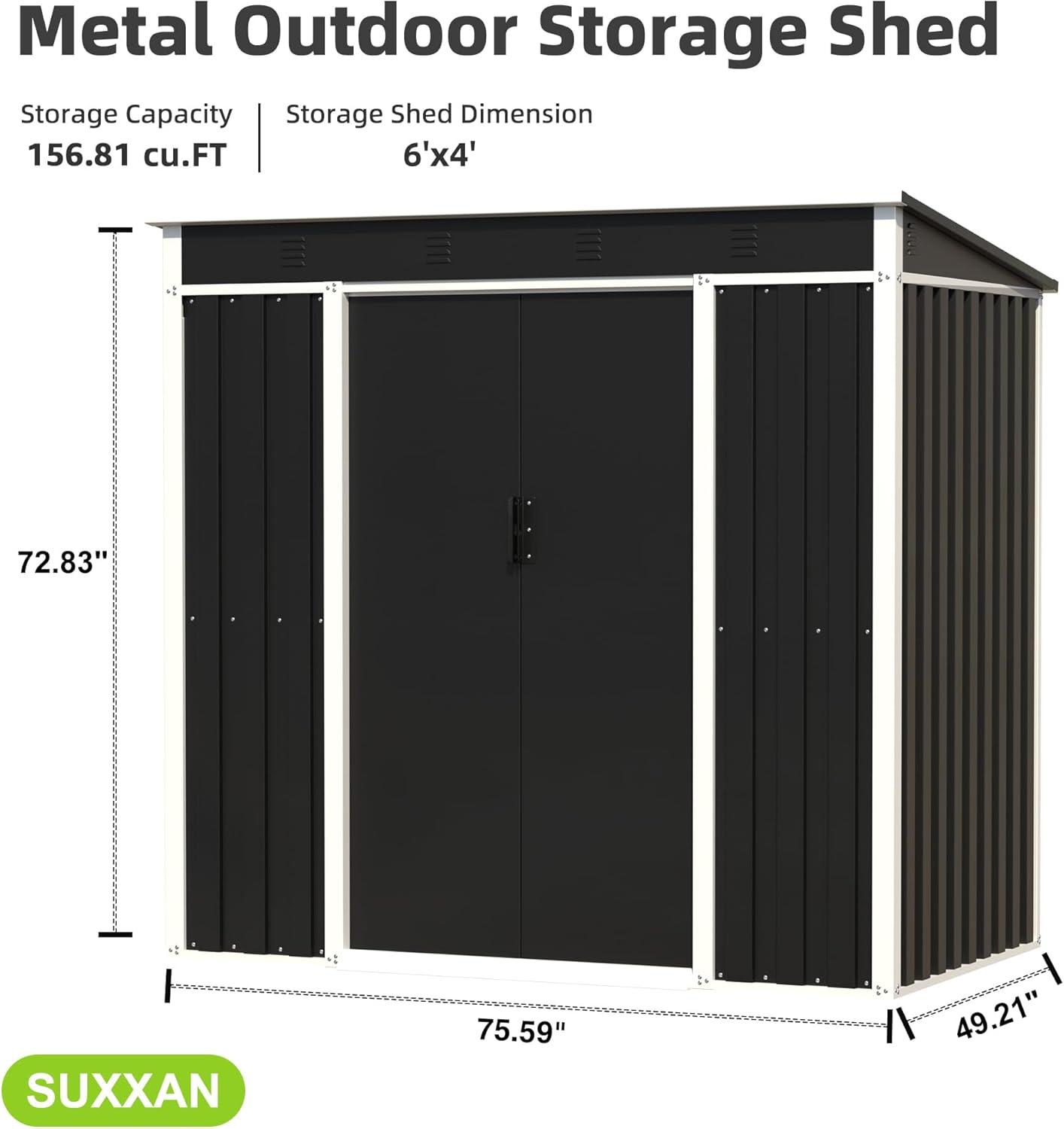 AOBABO Metal Outdoor Utility Tool Storage Shed with Roof Slope Design, Door and Lock for Backyards, Gardens, Patios and Lawns