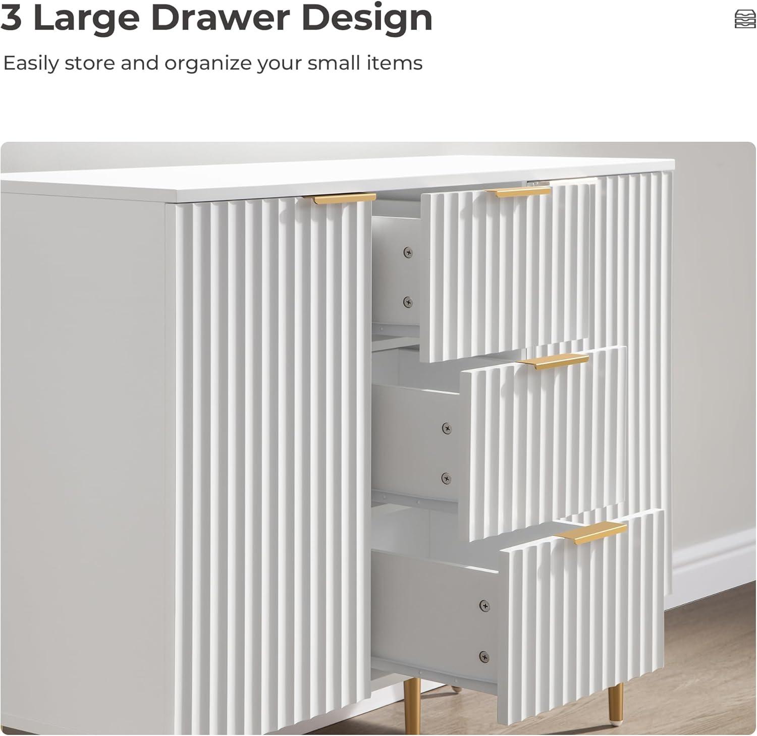 SICOTAS Sideboard Buffet Cabinet with 3 Drawers and 2 Doors, 2 Adjustable Shelves