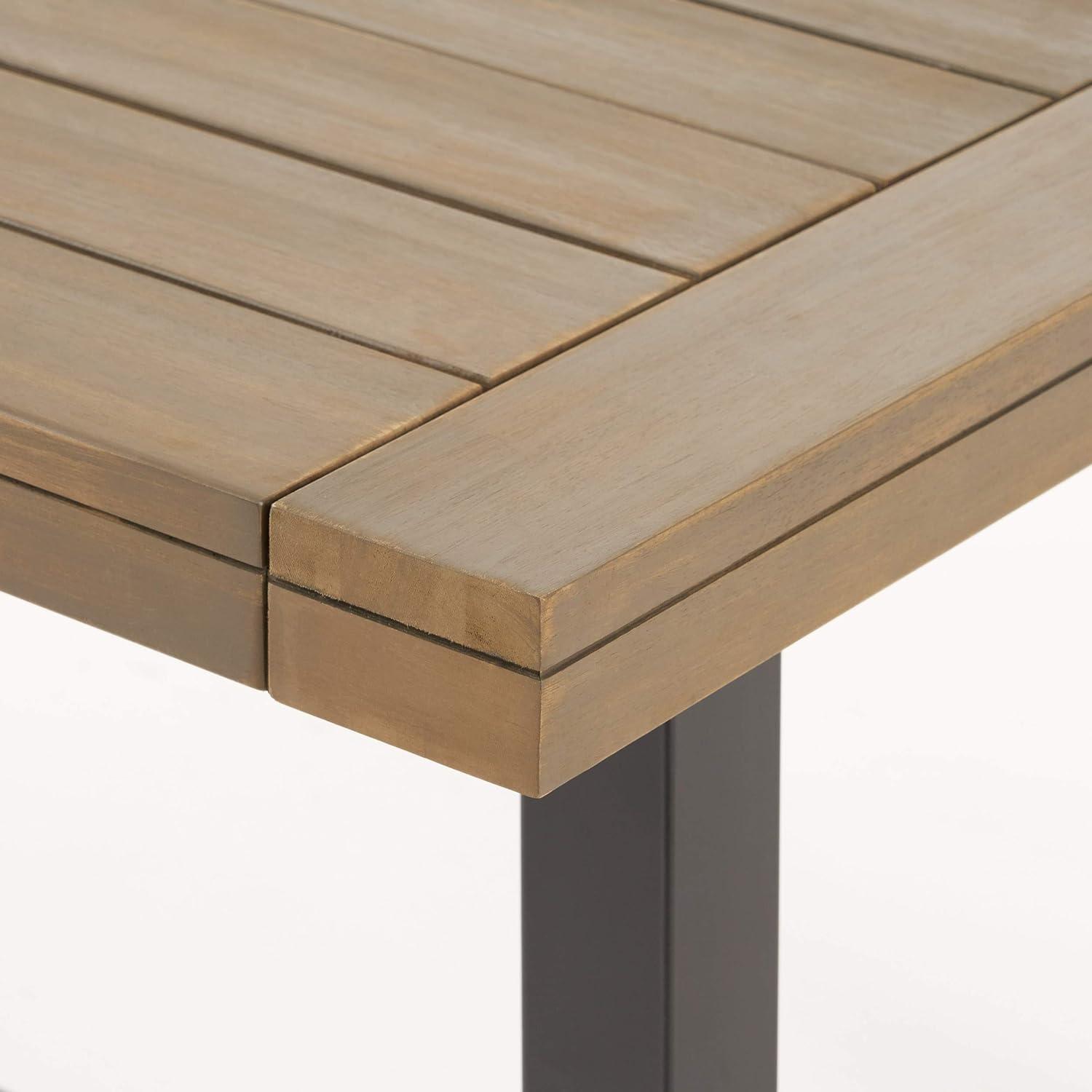 Carlisle 79" Rectangle Acacia and Iron Dining Table Gray/Black - Christopher Knight Home: Weather-Resistant, Seats 8