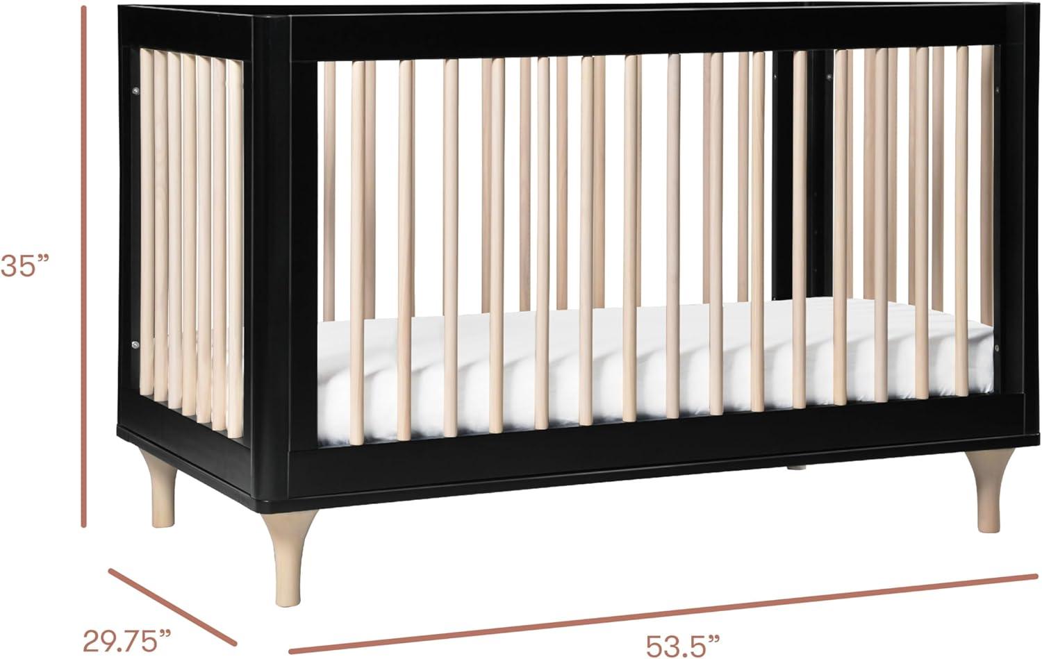 Babyletto Lolly Canyon Pink & Washed Natural Wood 3-in-1 Convertible Baby Crib with Toddler Bed Conversion Kit