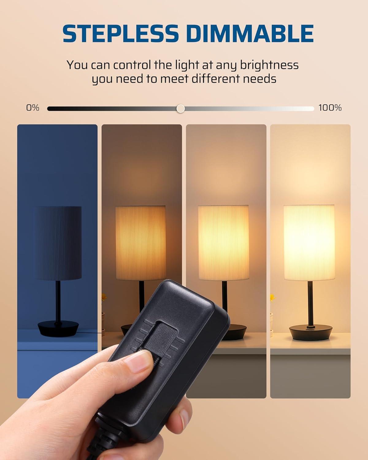 Black Full Range Slide Control Table Lamp Dimmer Switch