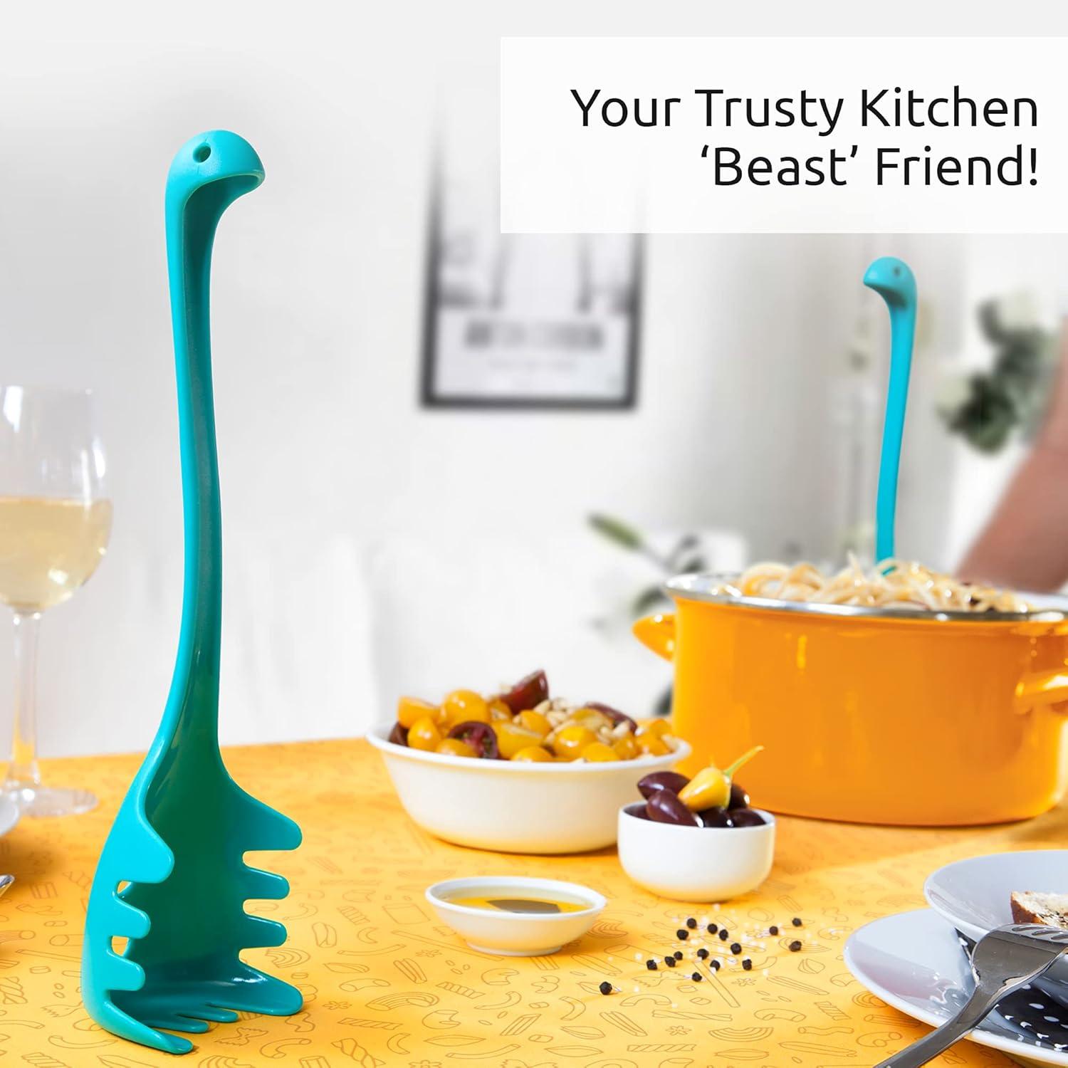 Papa Nessie Teal BPA-Free Plastic Pasta Spoon