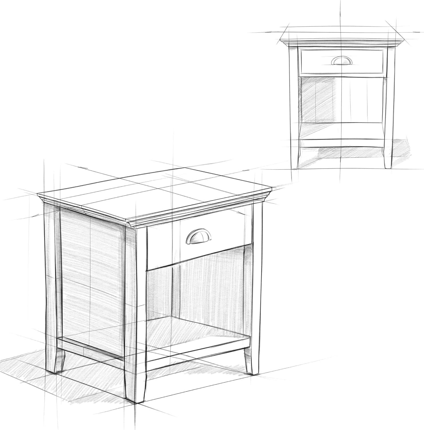 Simpli Home Acadian 24"W 1-Drawer Solid Wood Nightstand with Open Bottom Storage