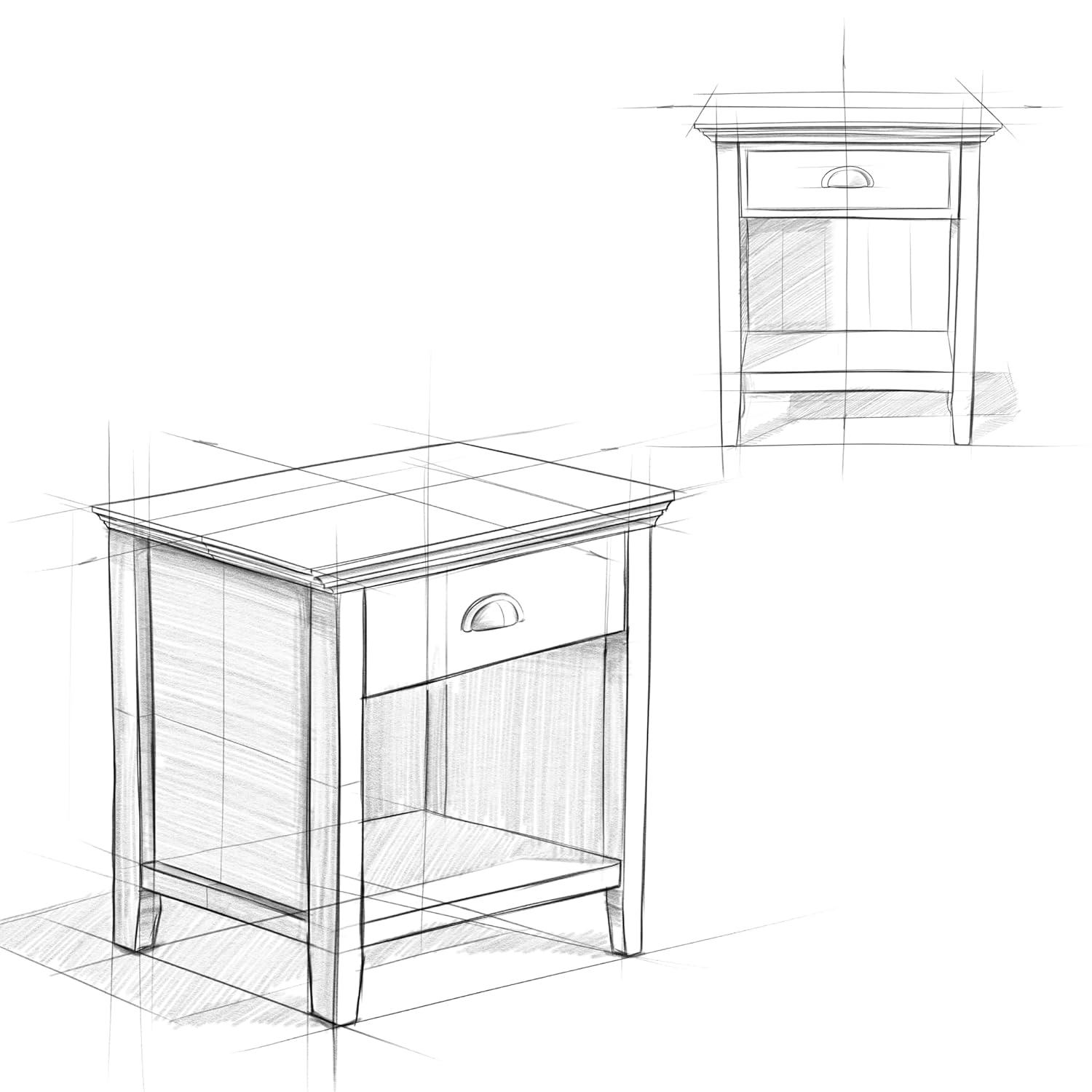 Simpli Home Acadian 24"W 1-Drawer Solid Wood Nightstand with Open Bottom Storage & Reviews | Wayfair