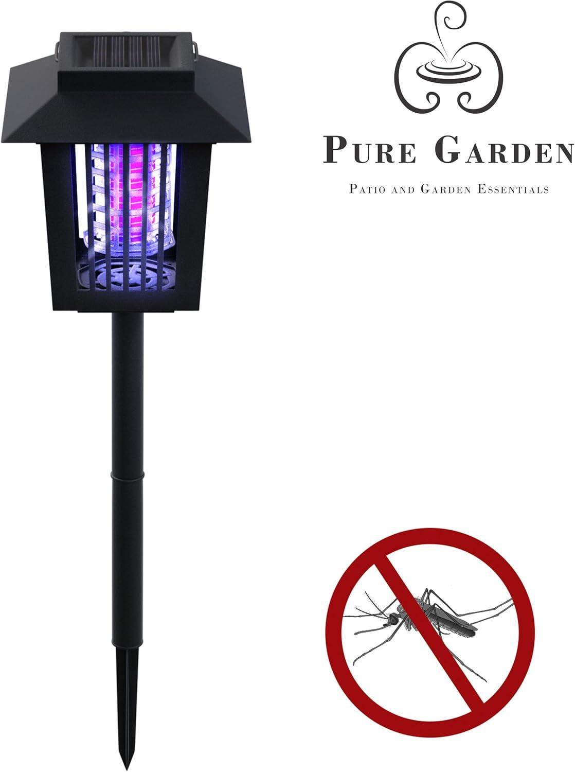 Black Solar Powered UV Mosquito and Bug Zapper Light