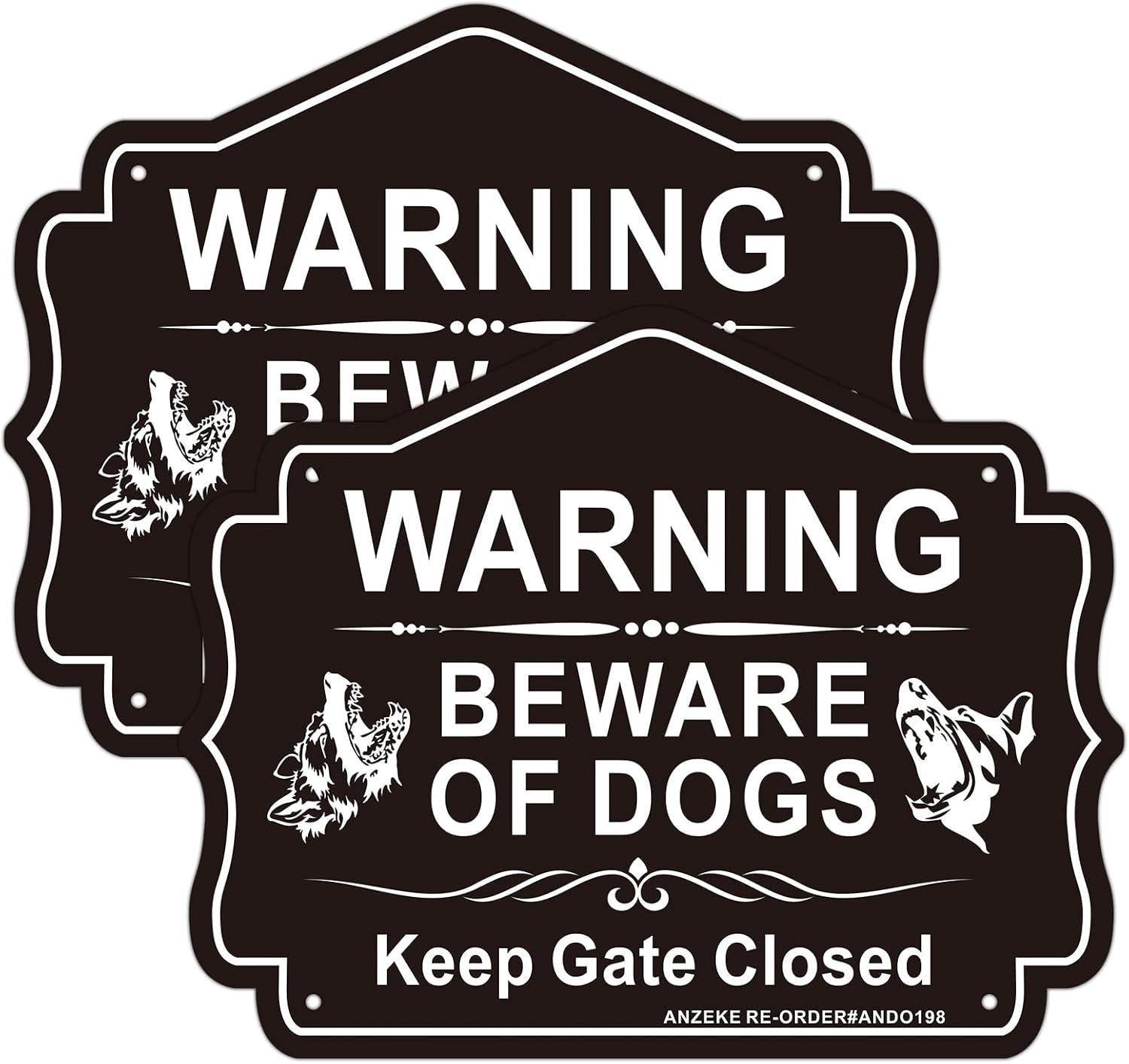 2Pack Beware of Dog Sign, You Have Been Warned No Responsible for Injury or Death - Indoor/Outdoor Fence Use - Metal Aluminum Rust Free | 7" x 9.8" Pre-Drilled Holes, Fade Resistant, Weatherproof