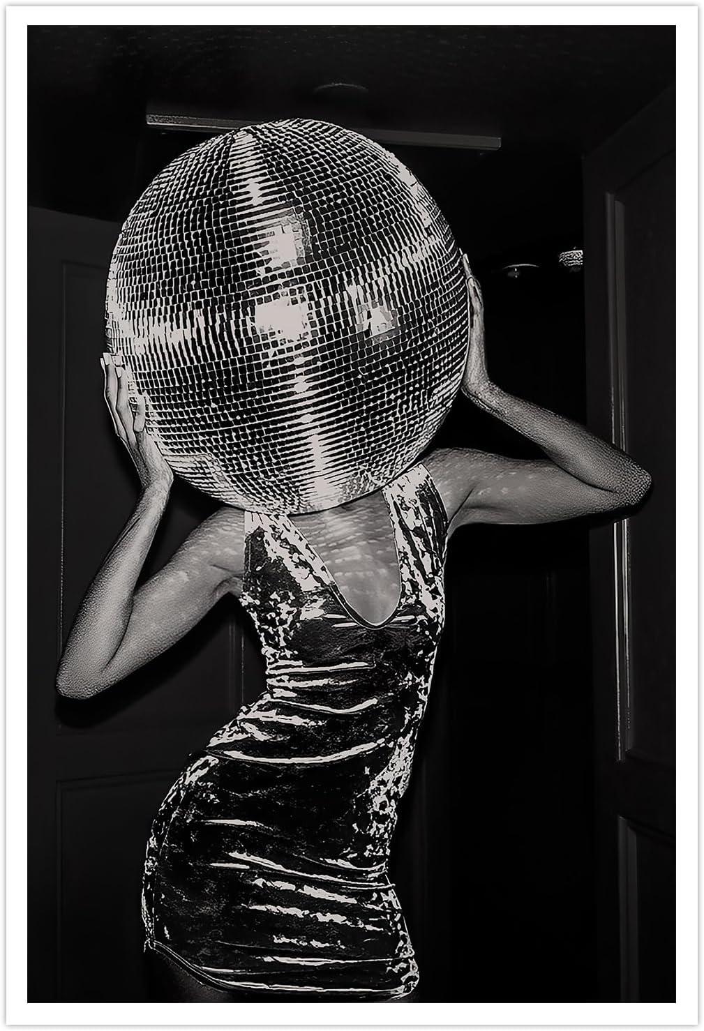 Music Aesthetics Poster Prints Funny Black and White Canvas Wall Art Trendy Retro Music Party Funky Wall Decor for Living Room Bar 12x16in Unframed