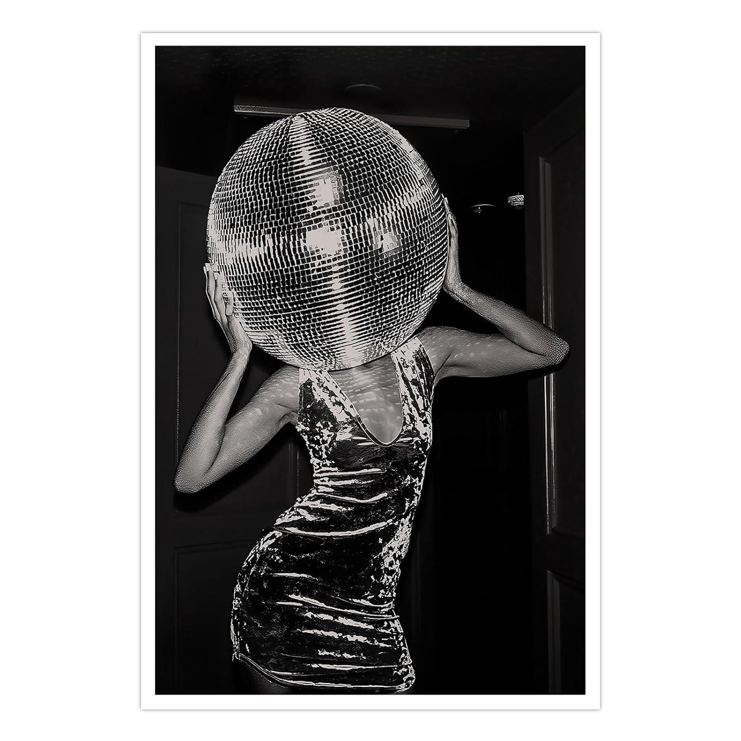 Music Aesthetics Poster Prints Funny Black and White Canvas Wall Art Trendy Retro Music Party Funky Wall Decor for Living Room Bar 12x16in Unframed