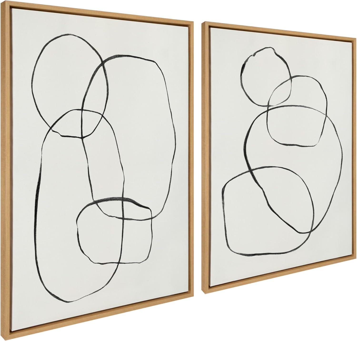 Kate & Laurel All Things Decor (Set of 2) 28"x38" Sylvie Going in Circles Framed Canvas Wall Arts by Teju Reval of SnazzyHues Natural