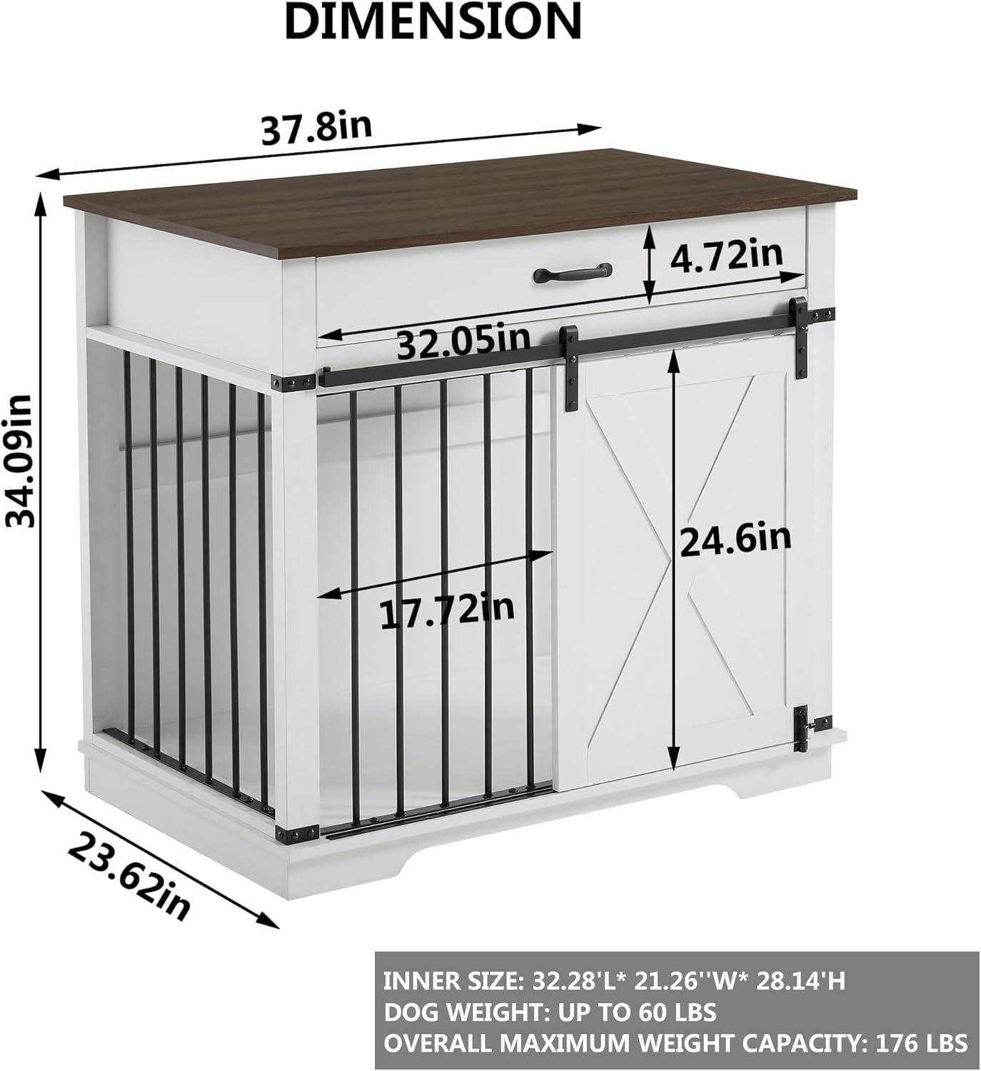 Tucker Murphy Pet™ 37.8''W Modern Dog Crate Furniture With Drawer And Sliding Door