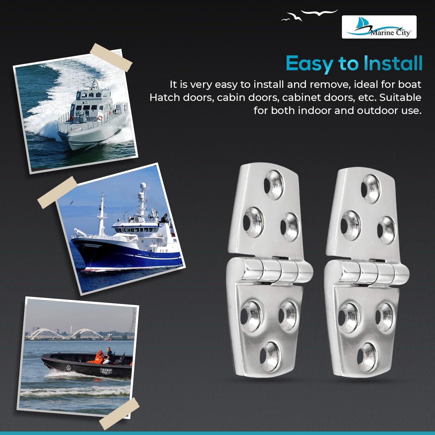 Marine City Pair of Stainless-Steel Marine Hatch Strap Hinge7-1/4" 1-5/8"