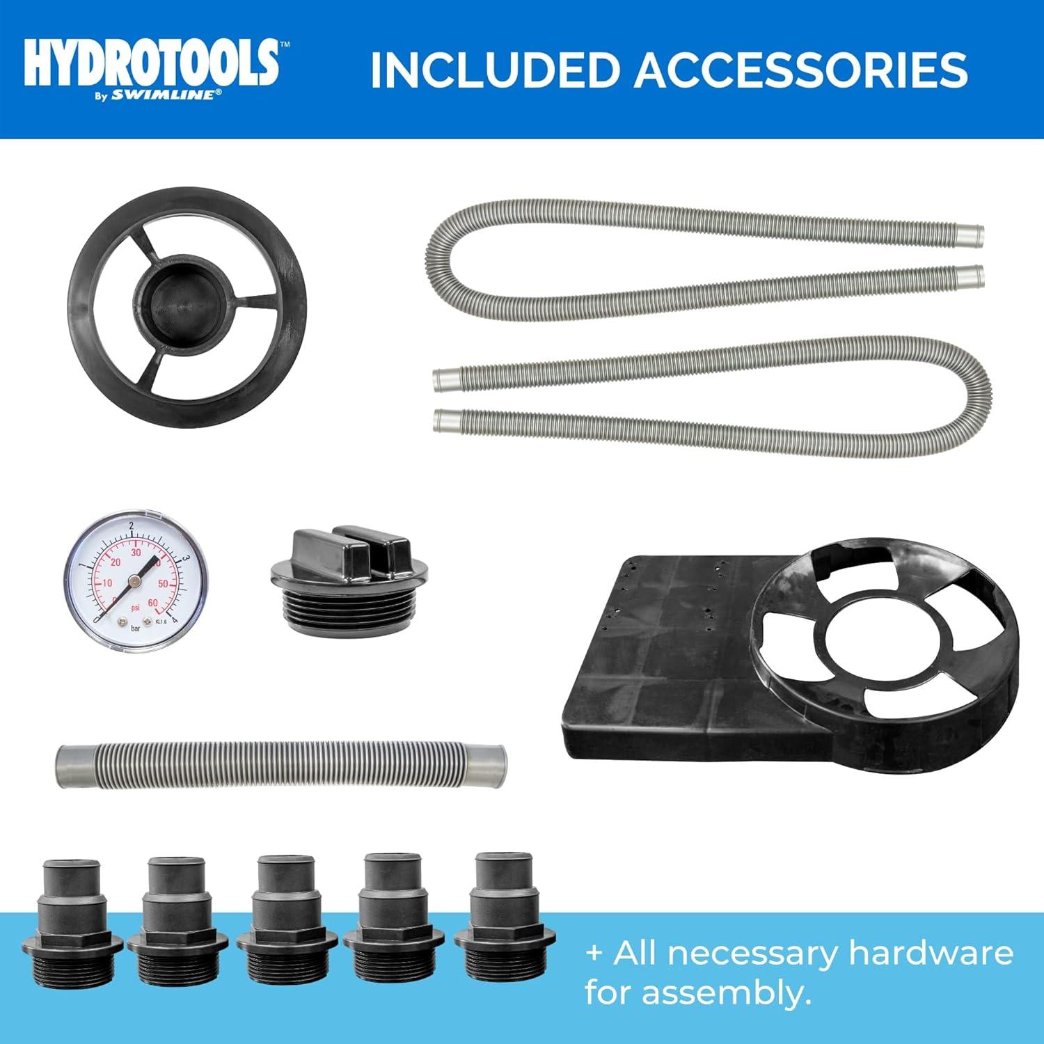 Swimline 12" .33HP HydroTools Sand Filter Pool Cleaning System Pump for 8000 Gallons Above Ground Swimming Pools and 4 Way Function Valve (71225)