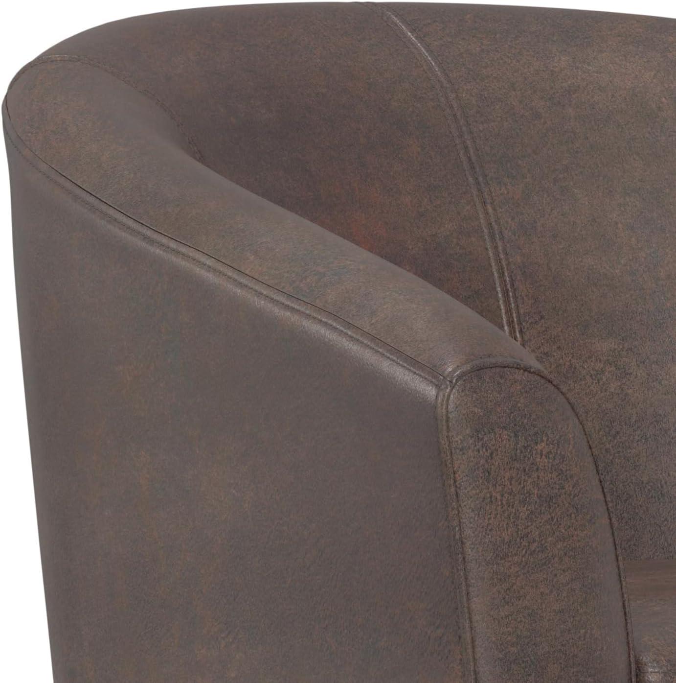 Simpli Home Austin 30"W Upholstered Vegan Faux Leather Contemporary Tub Accent Chair with High Arms and Deep Seat