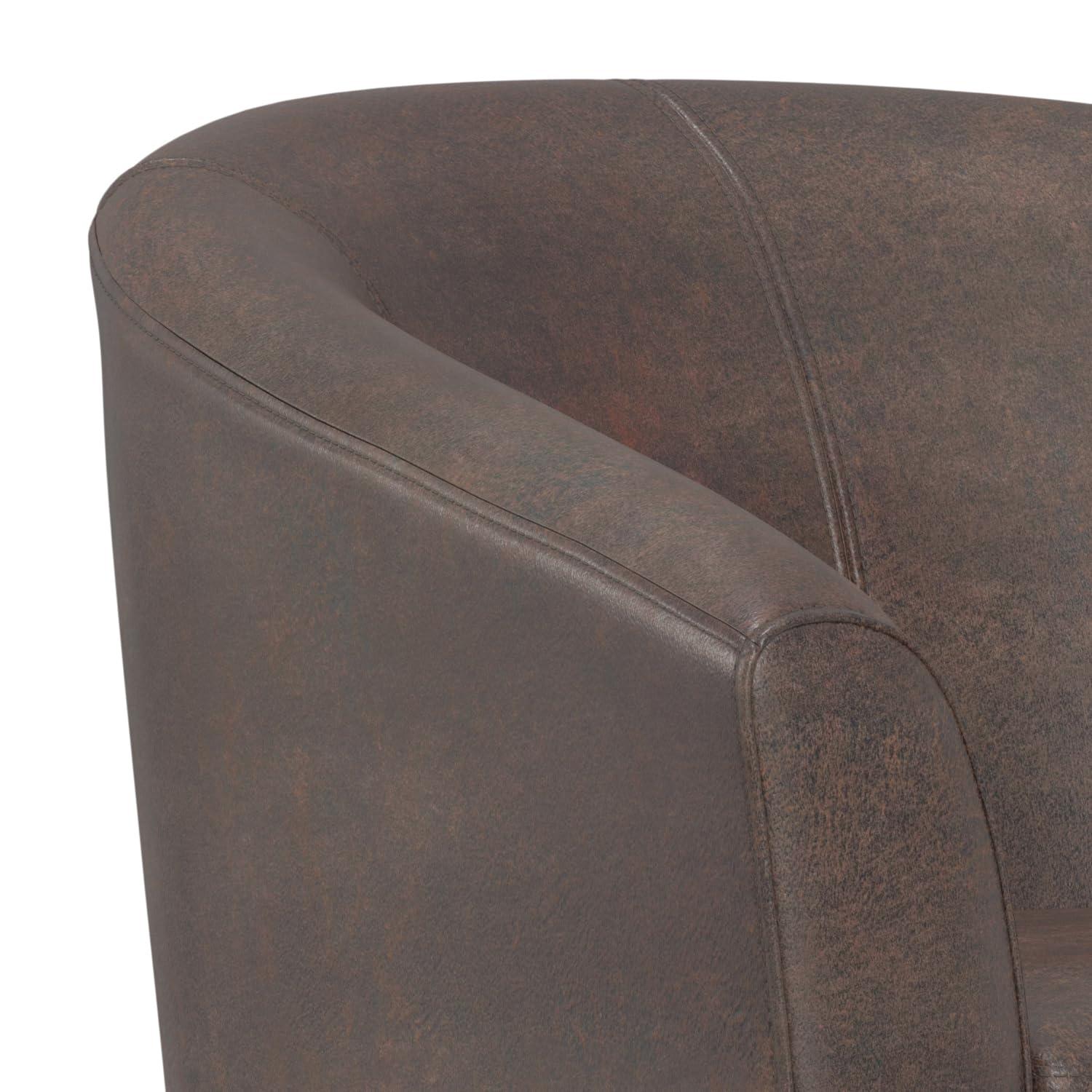 Simpli Home Austin 30"W Upholstered Vegan Faux Leather Contemporary Tub Accent Chair with High Arms and Deep Seat