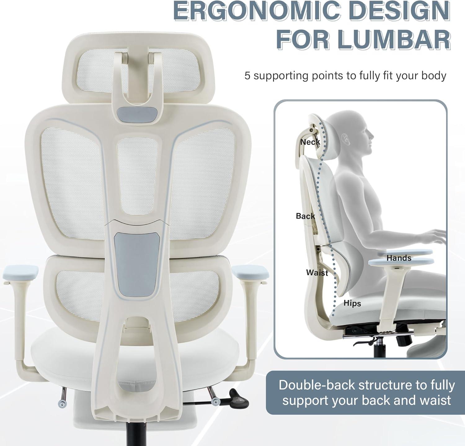 Inbox Zero High Back Ergonomic Mesh Office Chair With Adjustable Headrest and Armrest