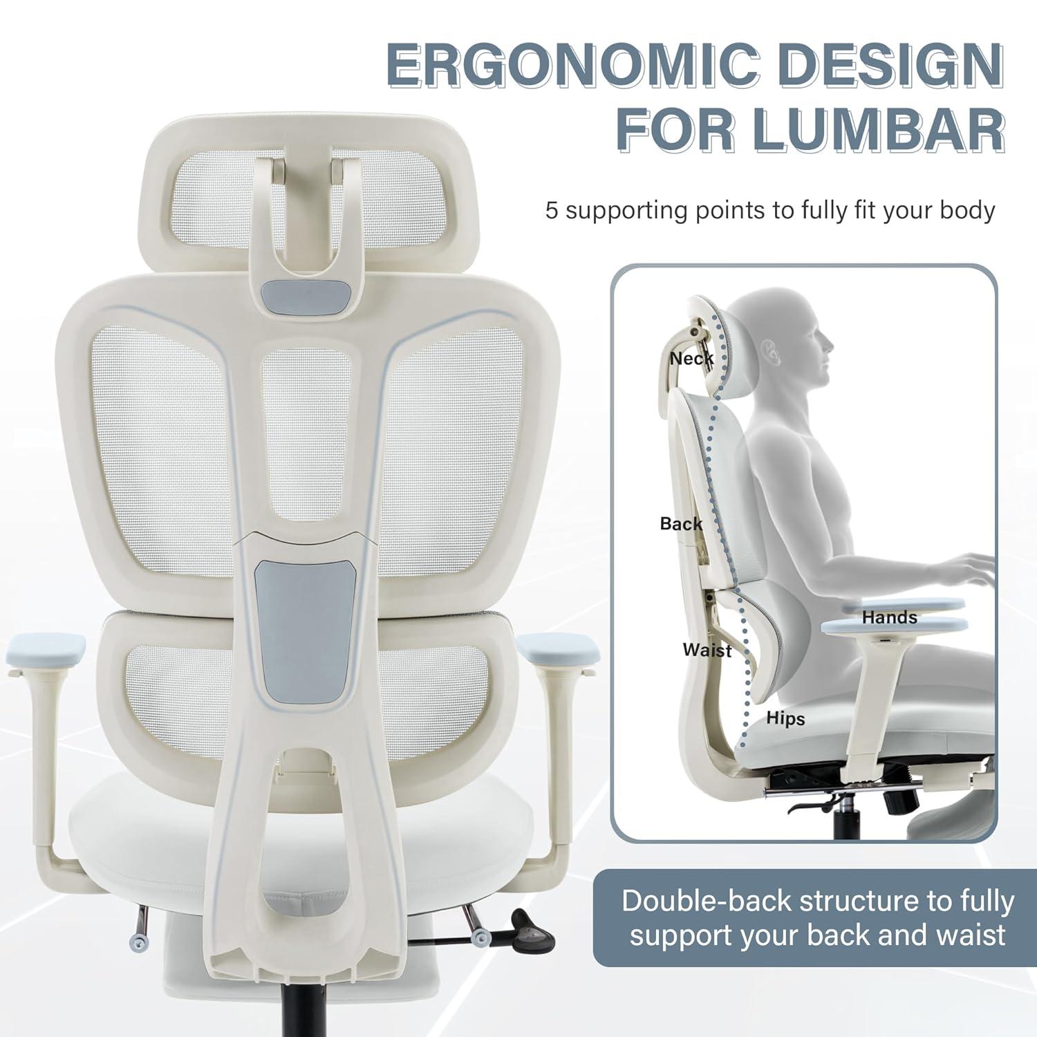 Inbox Zero High Back Ergonomic Mesh Office Chair With Adjustable Headrest and Armrest